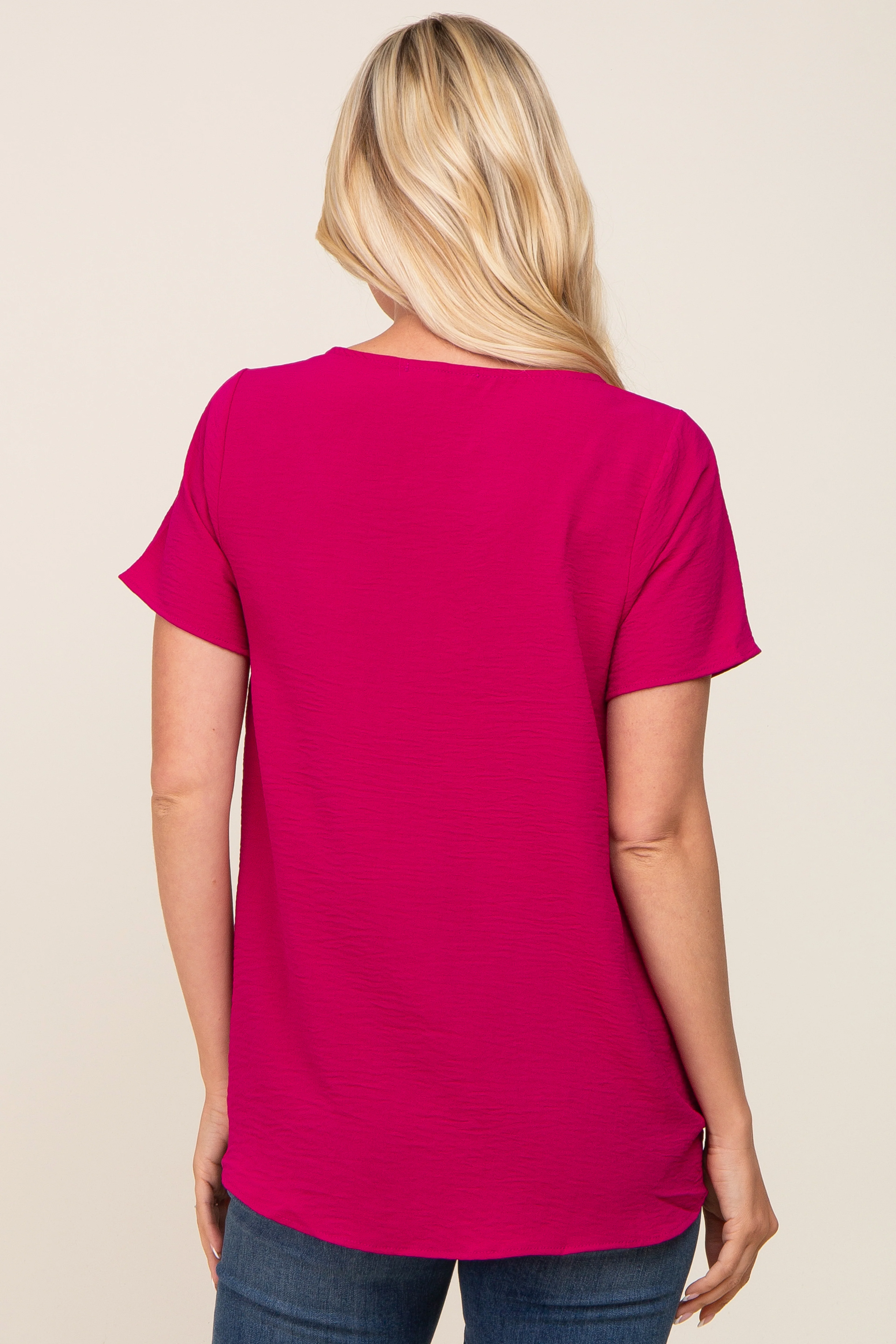 Magenta Button Tie Front Top - Image 3