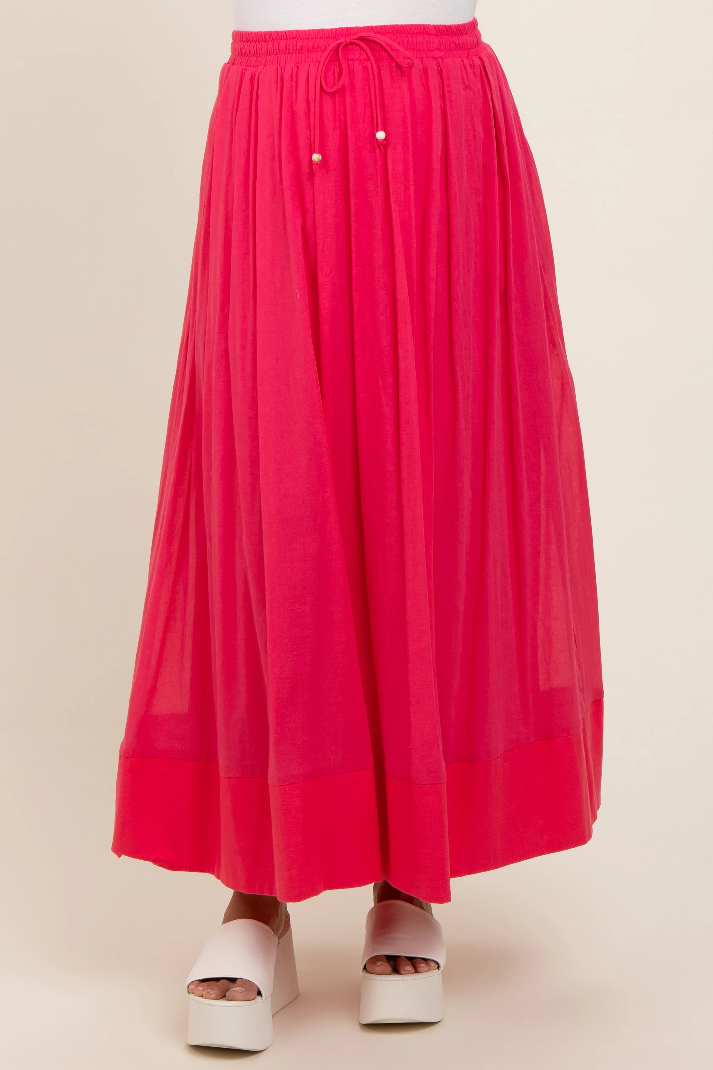Magenta Colorblock Maternity Maxi Skirt - Image 2