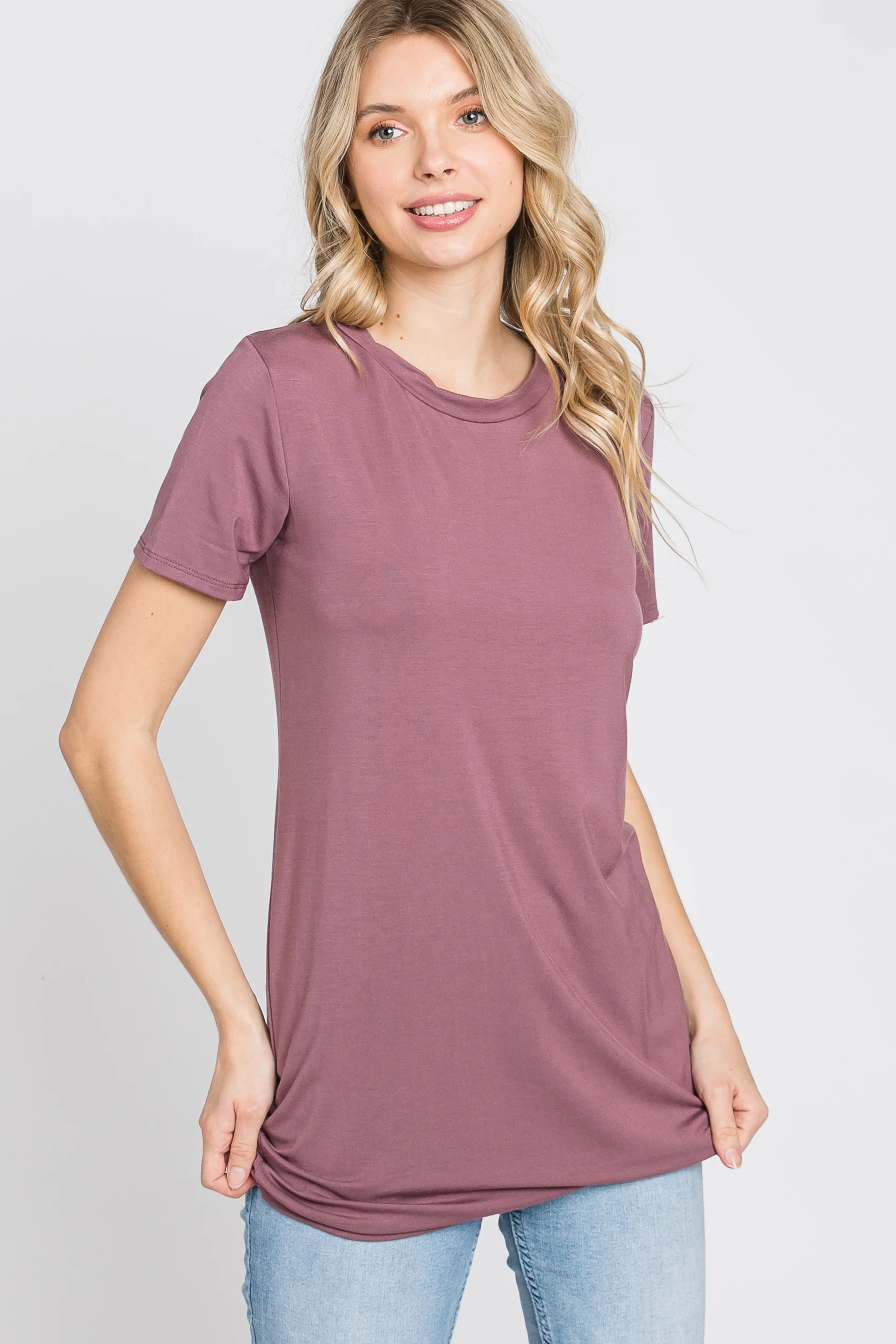 Mauve Basic Short Sleeve Top - Image 10