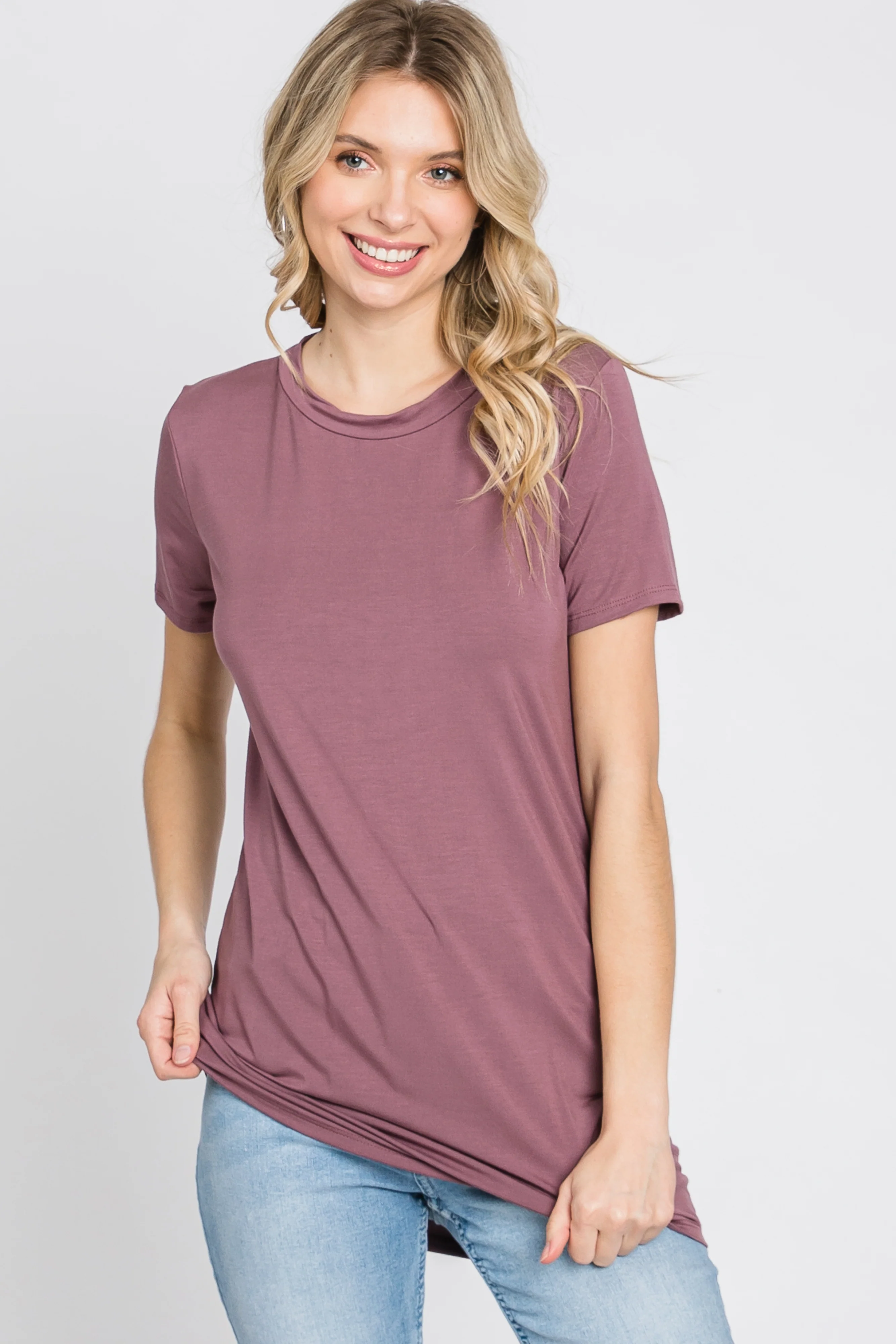Mauve Basic Short Sleeve Top - Image 9