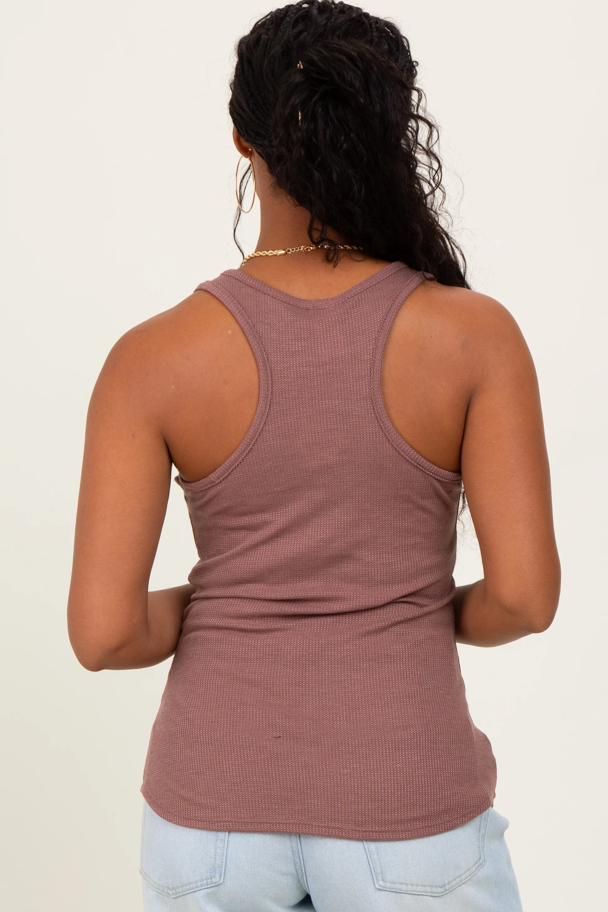 Mauve Button Front Tank Top - Image 3