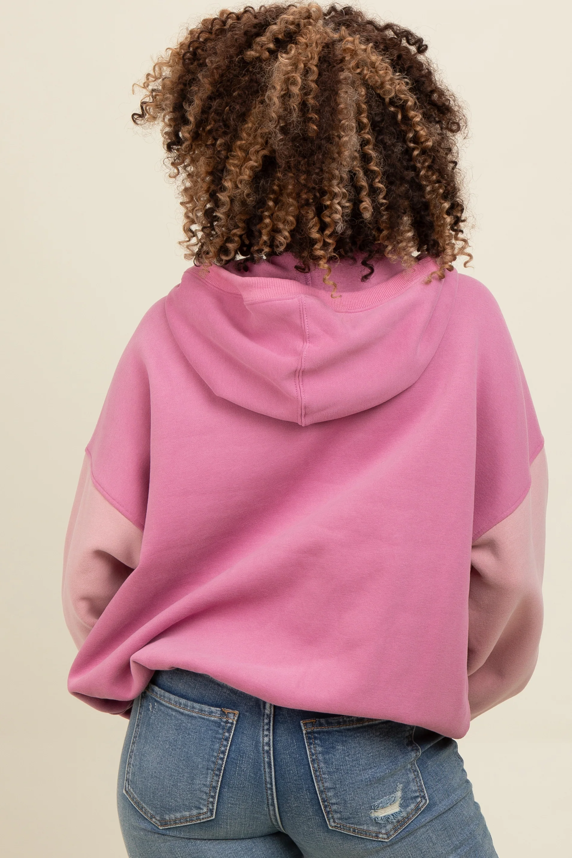 Mauve Colorblock Half Zip Hoodie - Image 4