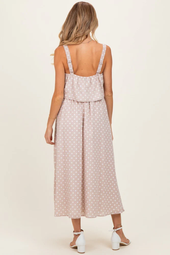 Mauve Polka Dot Crop Tank Midi Skirt Maternity Set - Image 4