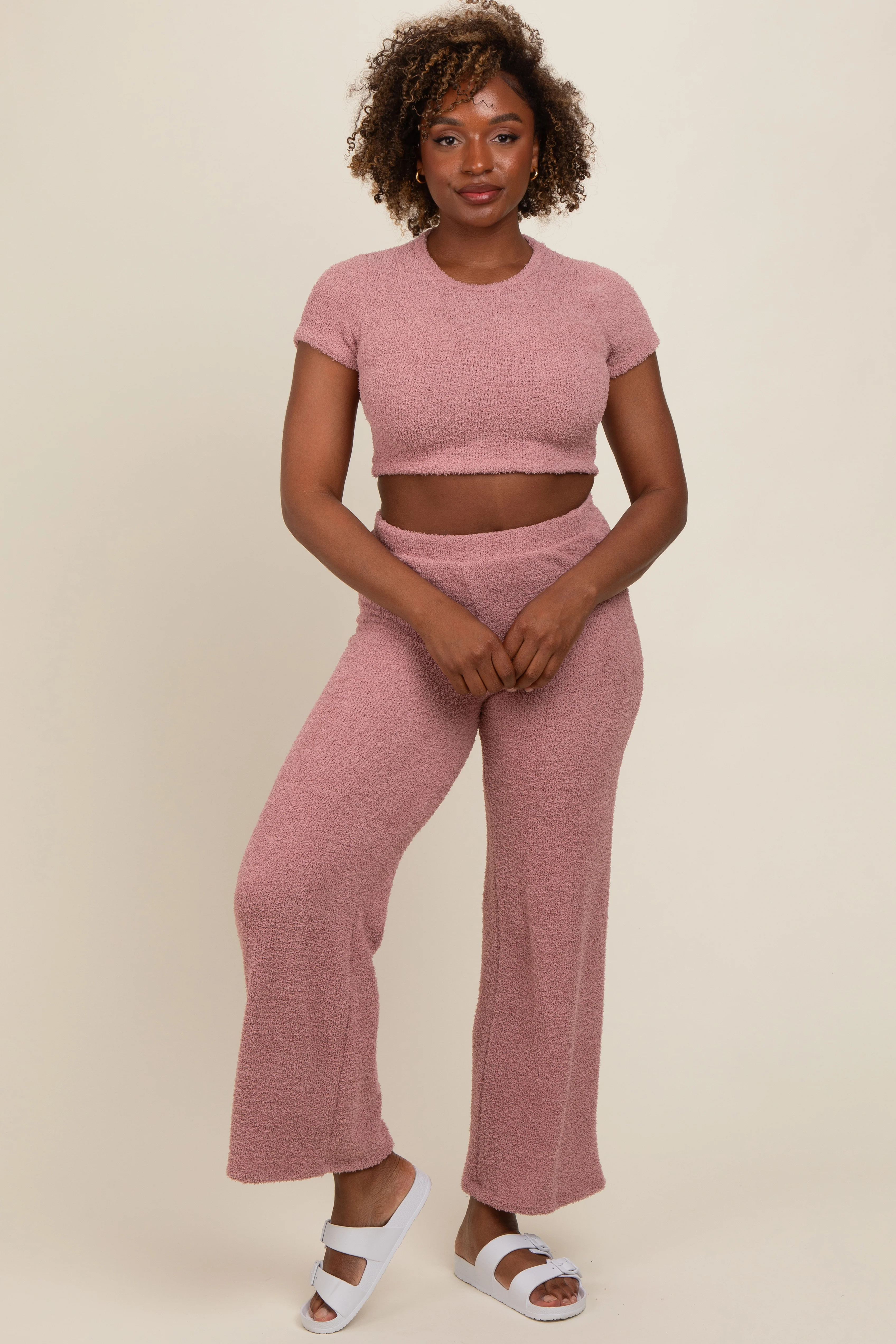 Mauve Short Sleeve Pant Maternity Lounge Set - Image 4