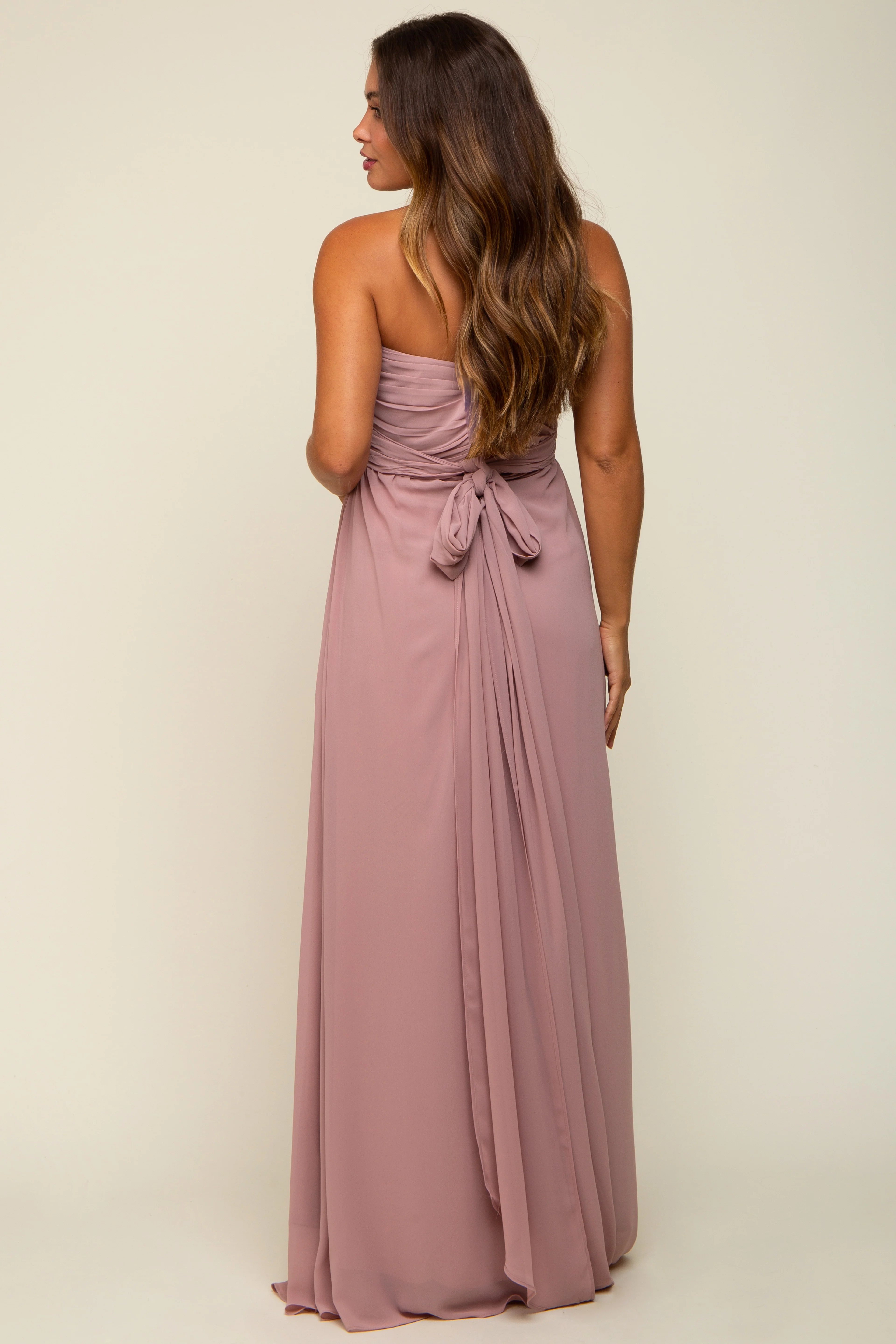 Mauve Sweetheart Convertible Chiffon Maternity Gown - Image 4