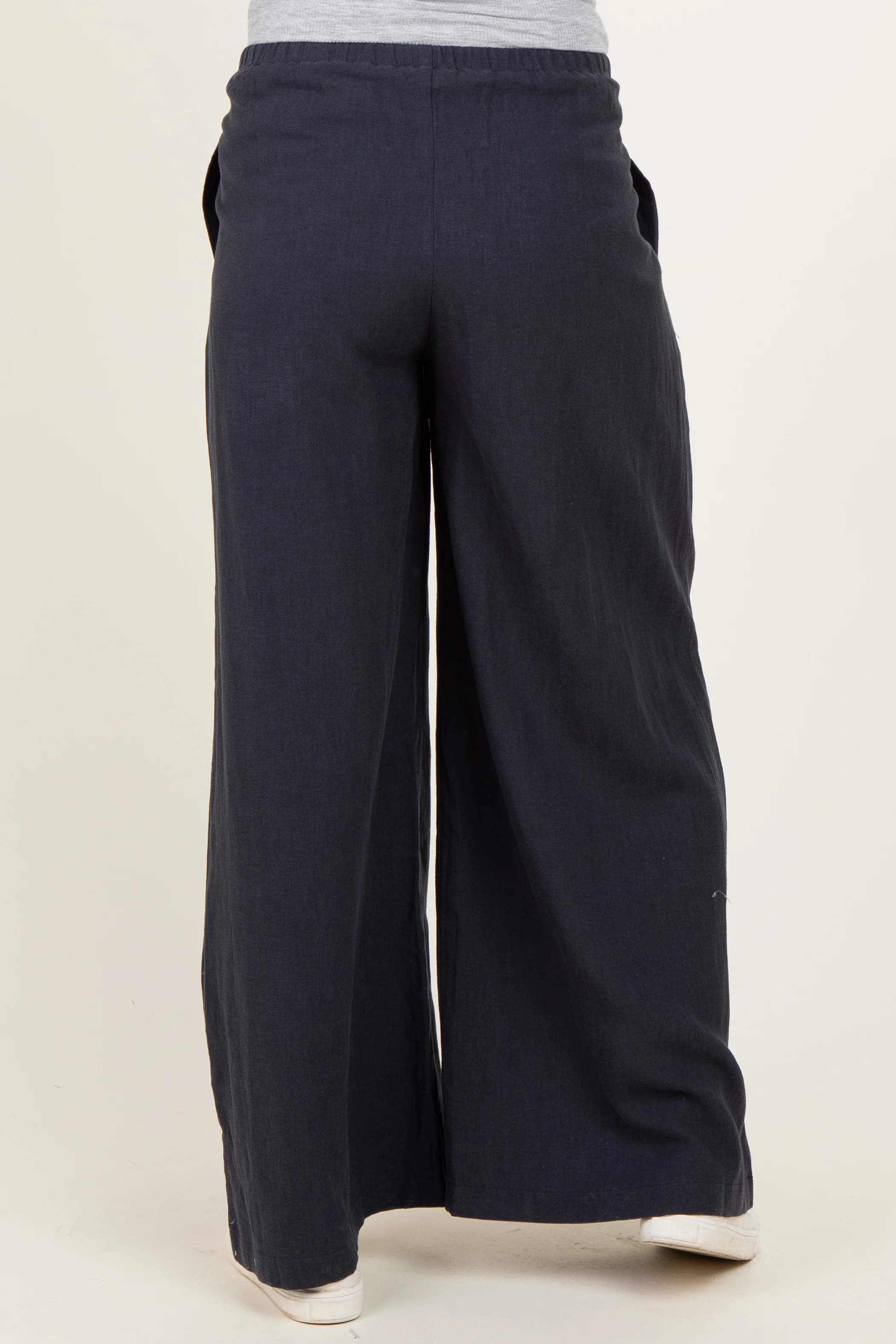 Midnight Drawstring Wide Leg Maternity Pants - Image 4