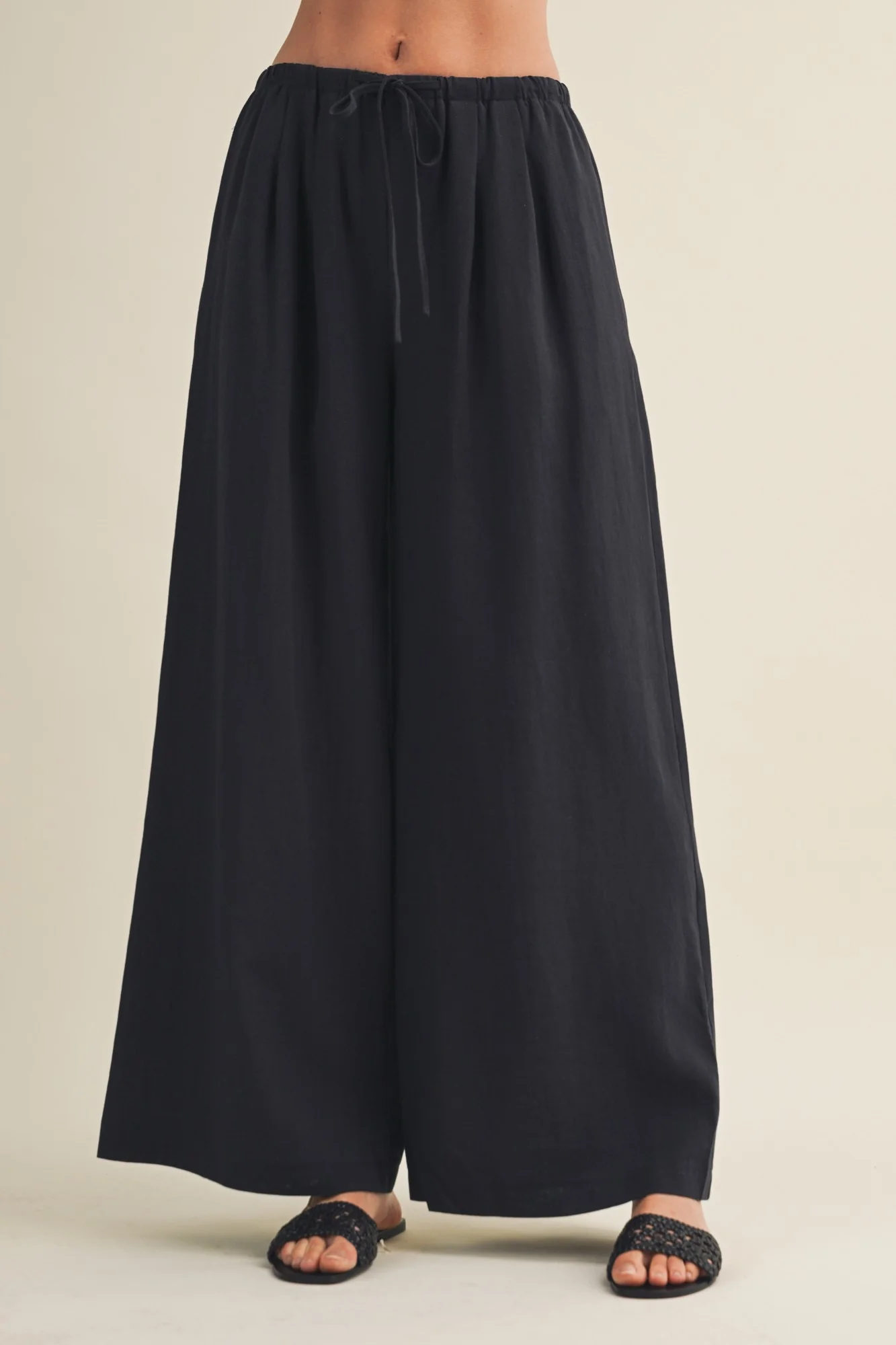 Midnight Drawstring Wide Leg Pants - Image 2