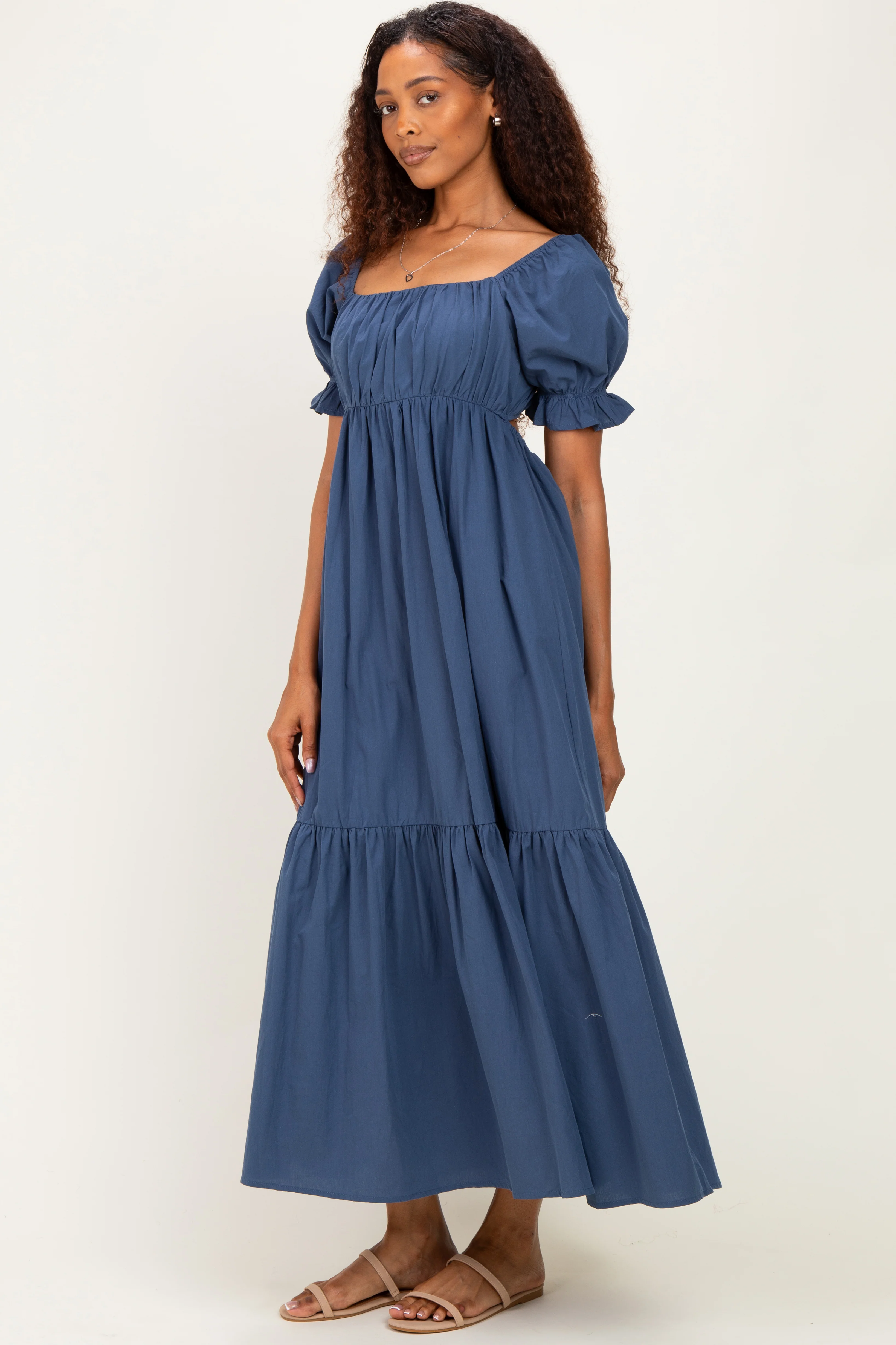 Midnight Open Back Ribbon Tie Maxi Dress - Image 6