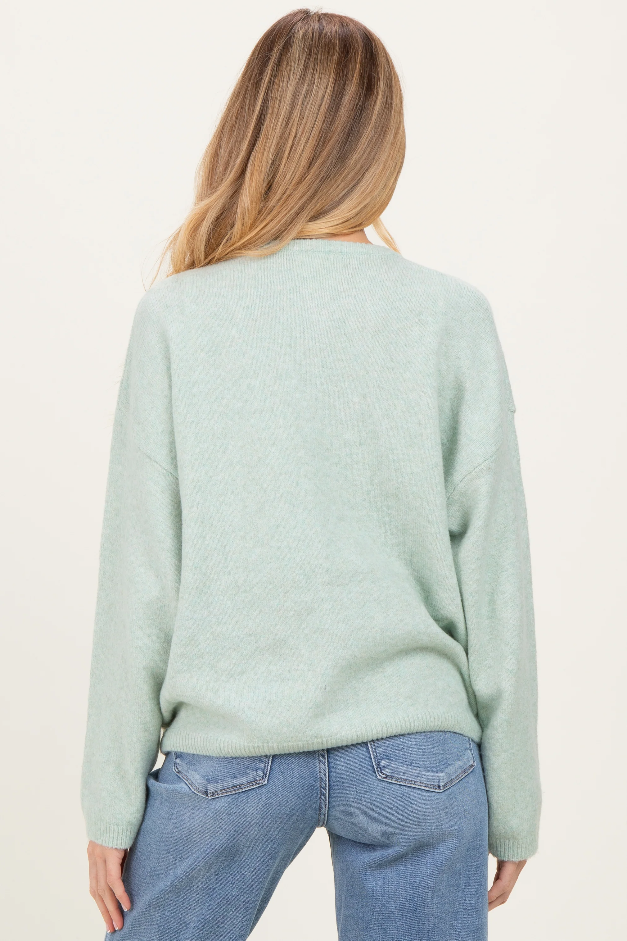 Mint Classic Crew Neck Maternity Button Cardigan - Image 4