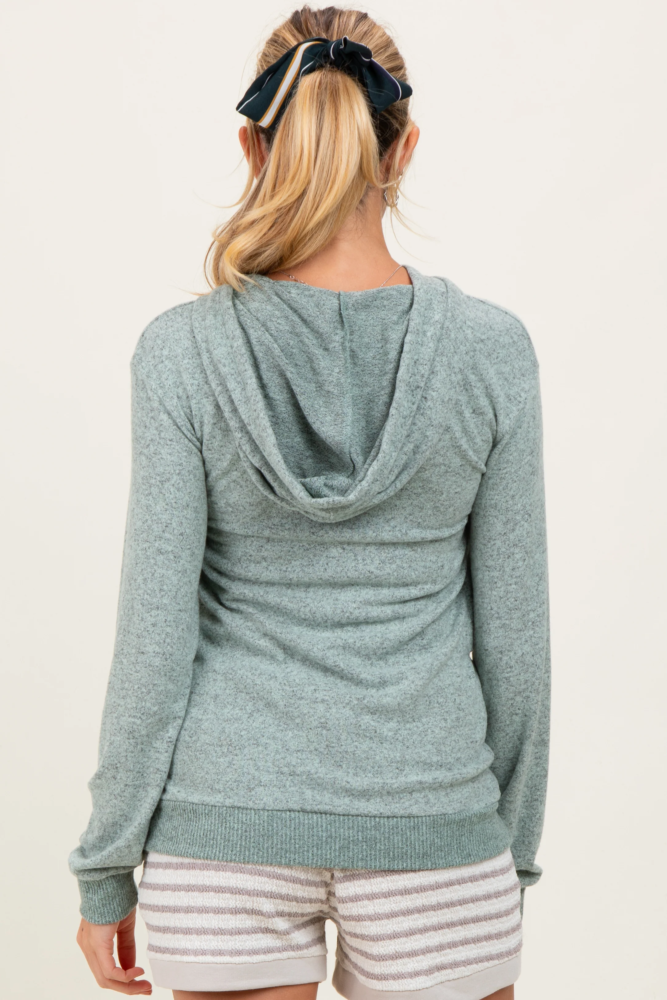 Mint Double Layer Long Sleeve Maternity Nursing Hoodie - Image 4