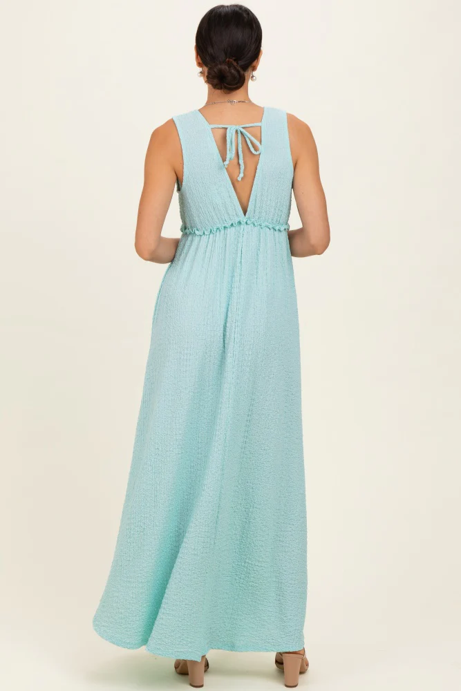 Mint Sleeveless Deep V-Neck Maxi Dress - Image 3