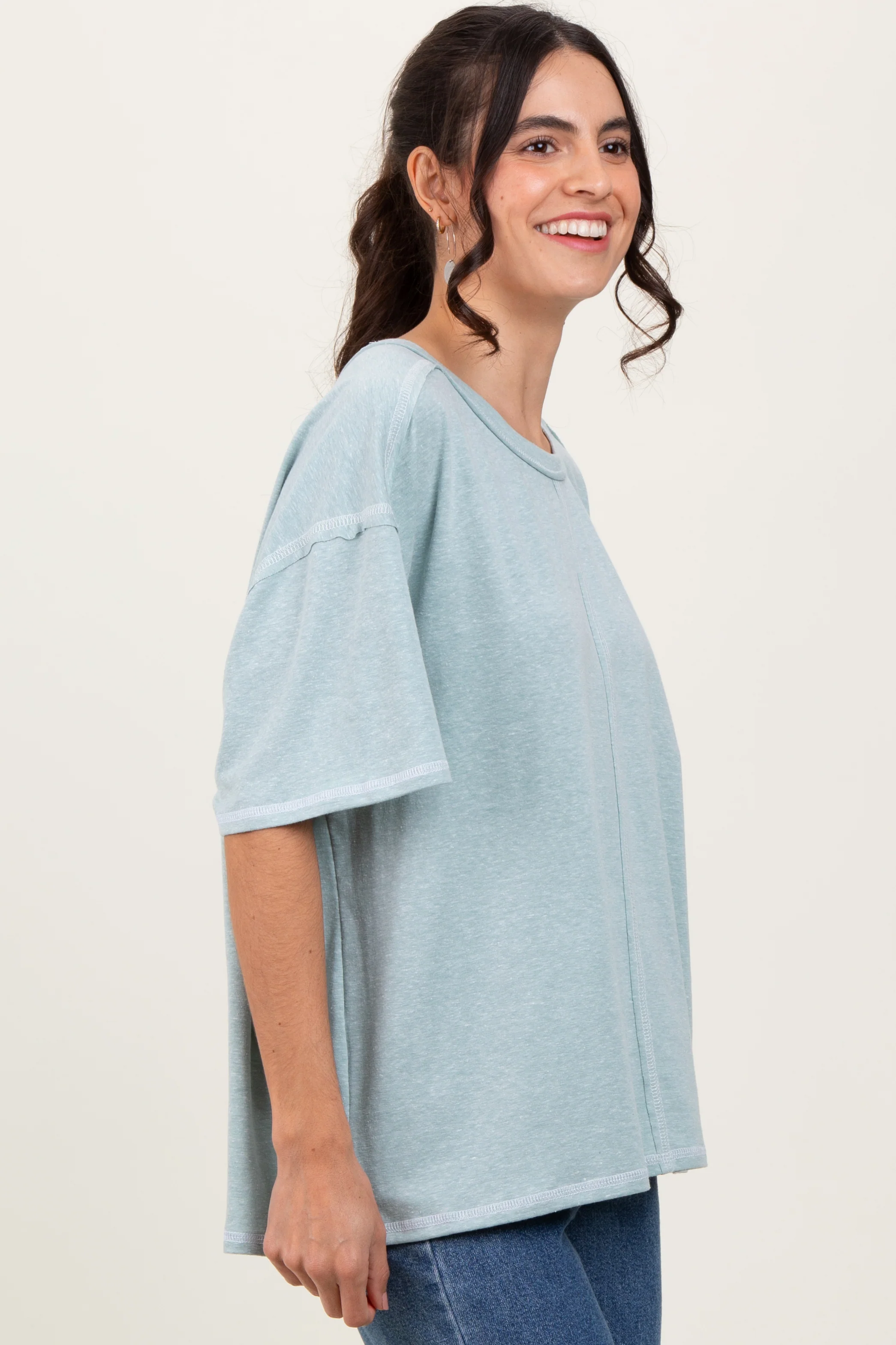 Mint Solid Tri-Blend Short Sleeve Tunic Top - Image 2