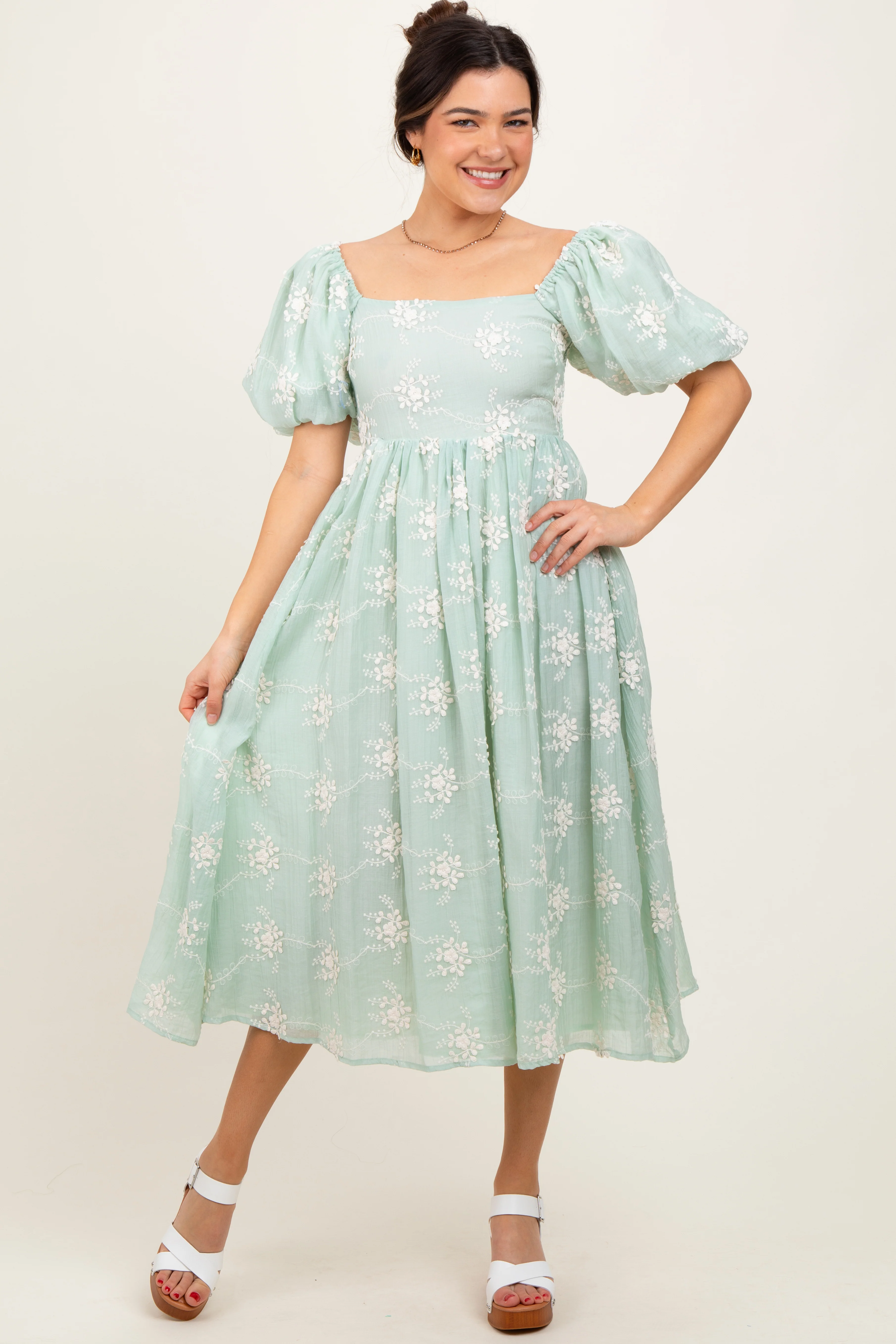 Mint Textured Midi Dress - Image 2