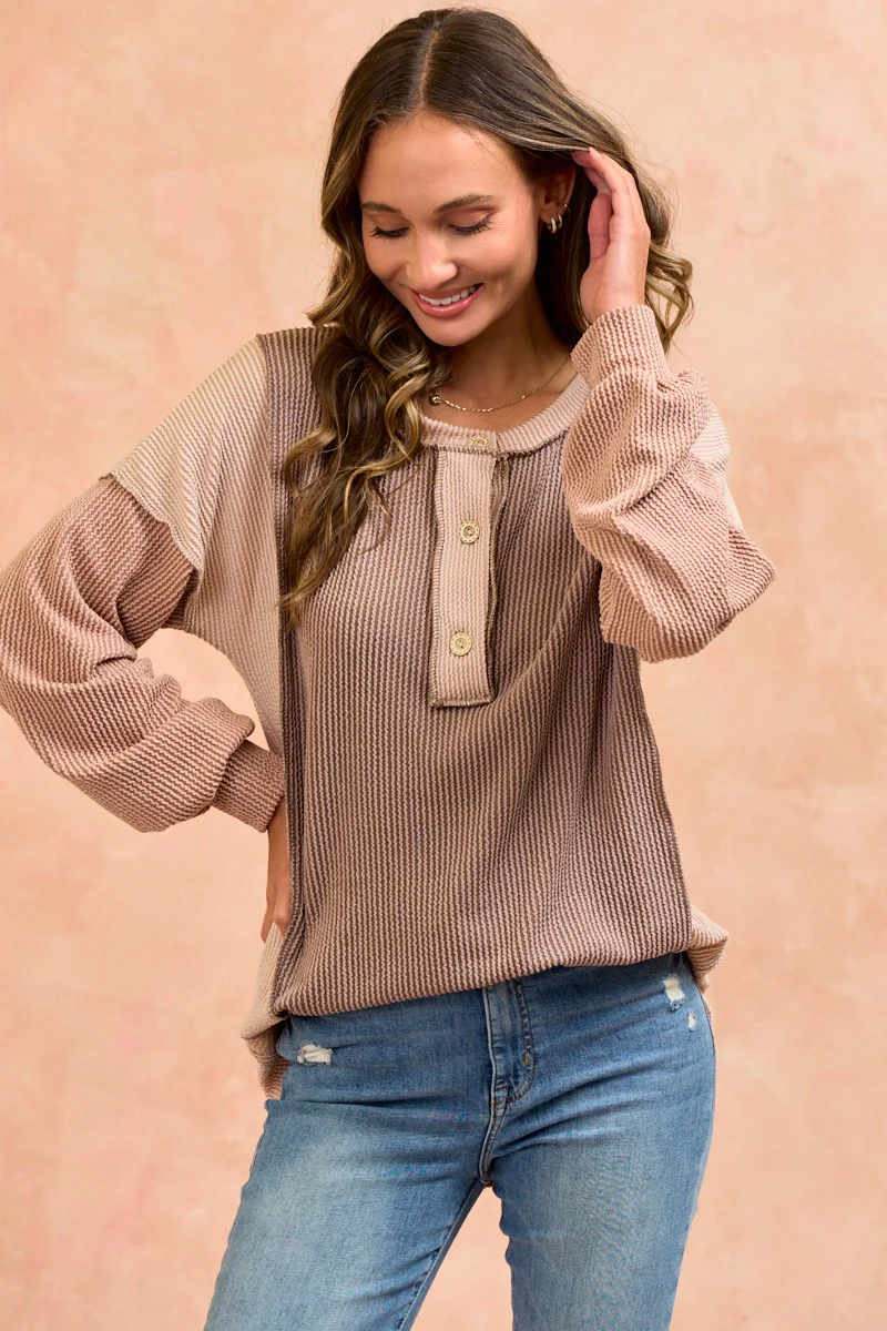 Mocha Colorblock Top - Image 3