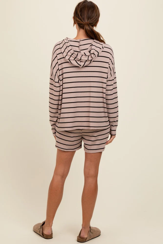 Mocha Cozy Striped Ribbed Two-Piece Lounge Set - Image 4