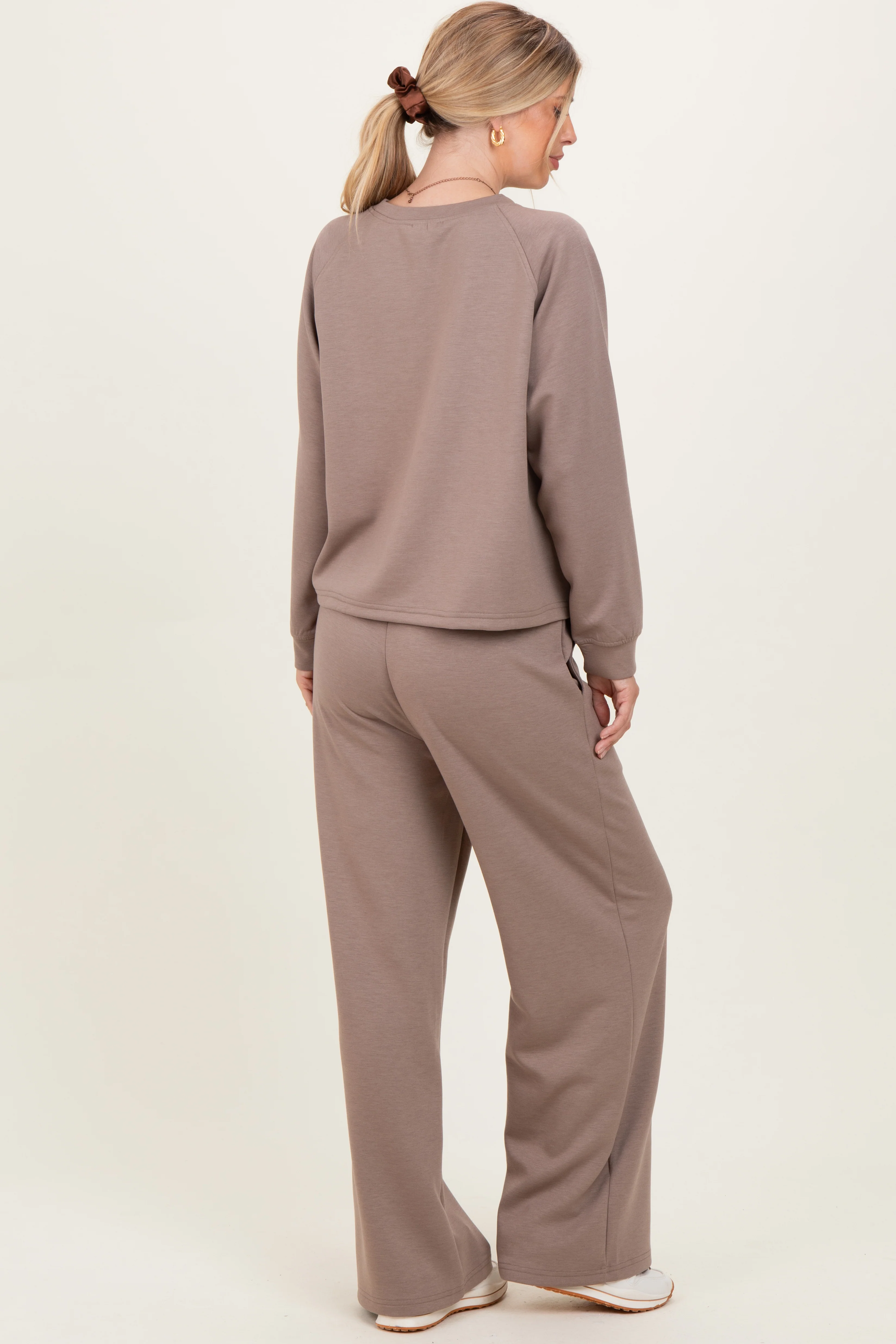 Mocha Crewneck Pullover Pant Set - Image 4