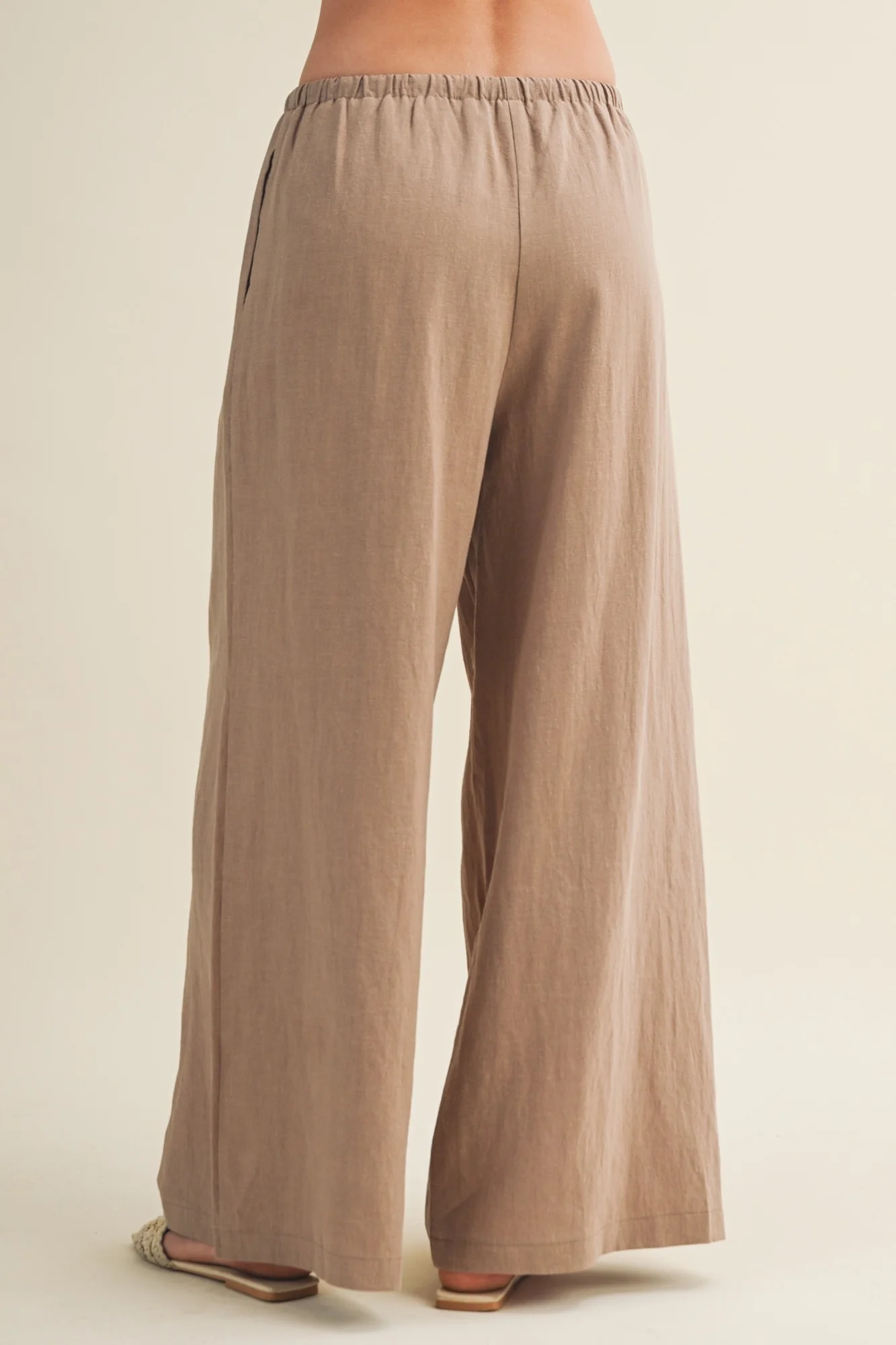 Mocha Drawstring Wide Leg Pants - Image 4