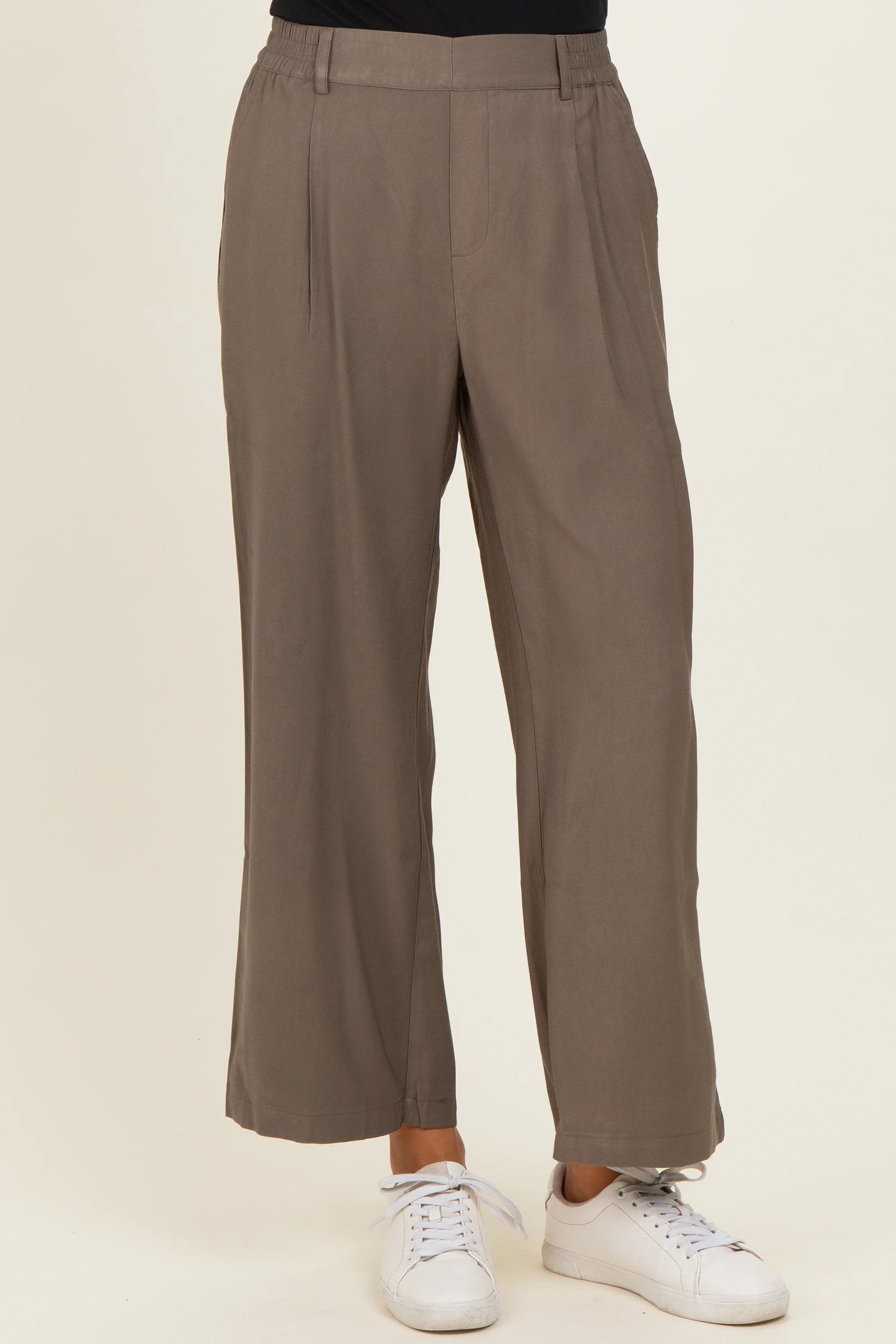 Mocha Elastic Waistband Trousers - Image 2
