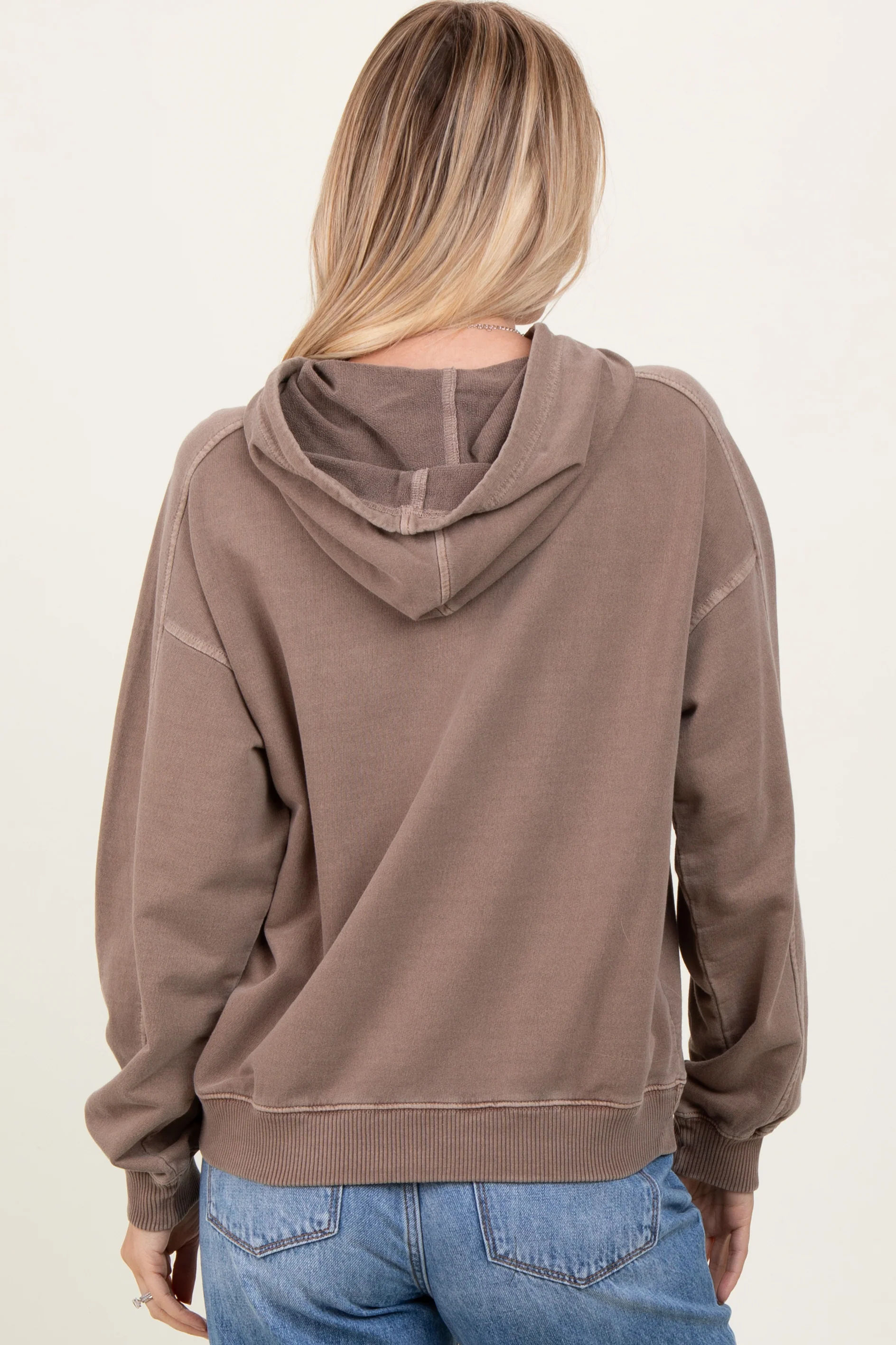 Mocha French Terry Hooded Sweatshirt - Image 3