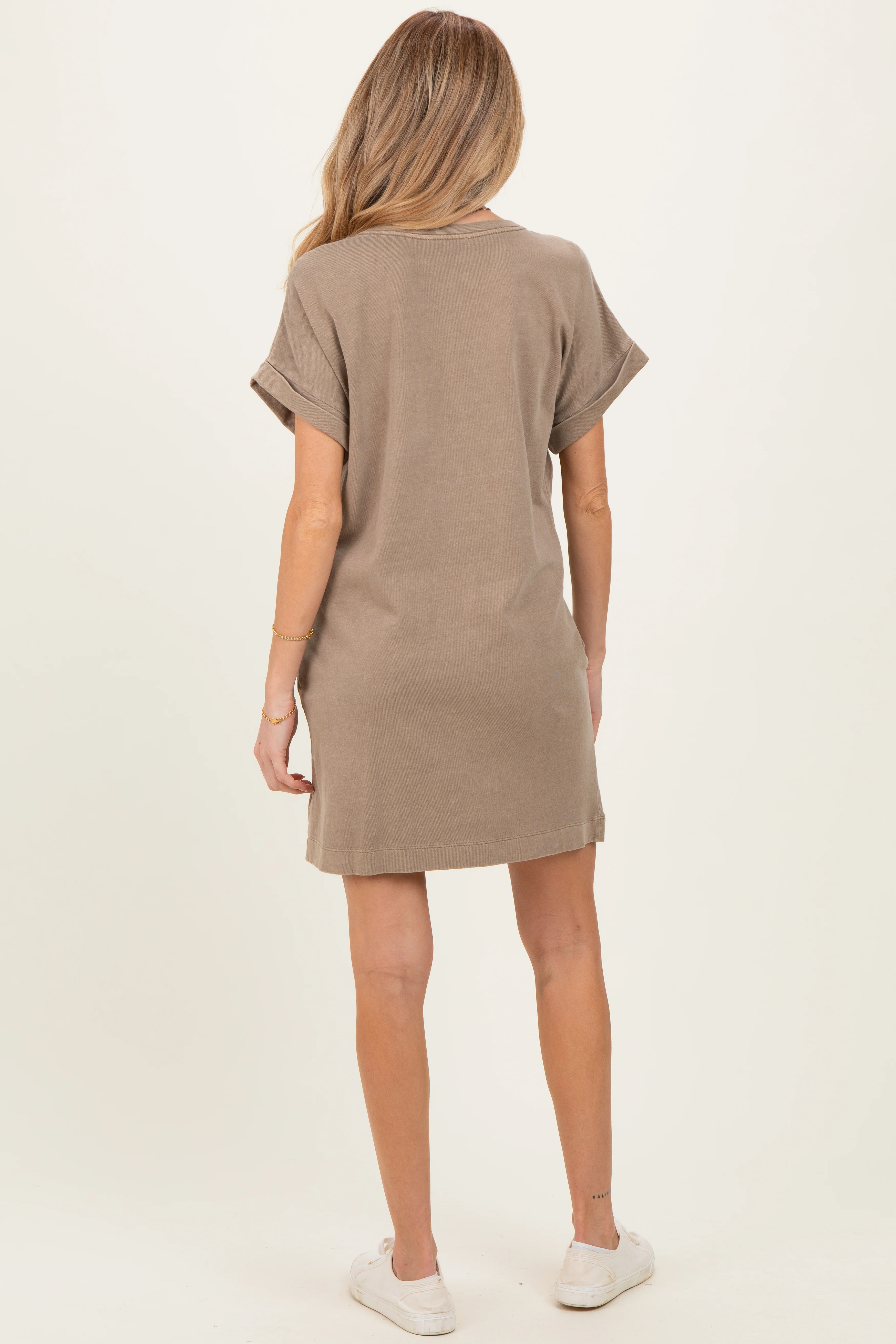Mocha Maternity T-Shirt Mini Dress - Image 3