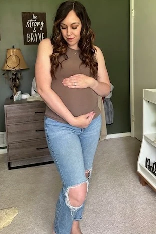 Mocha Ribbed Basic Crew Neck Maternity Tank - Image 3