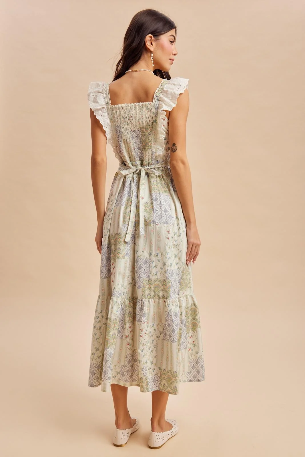 Multicolor Patchwork Print Apron Dress - Image 4