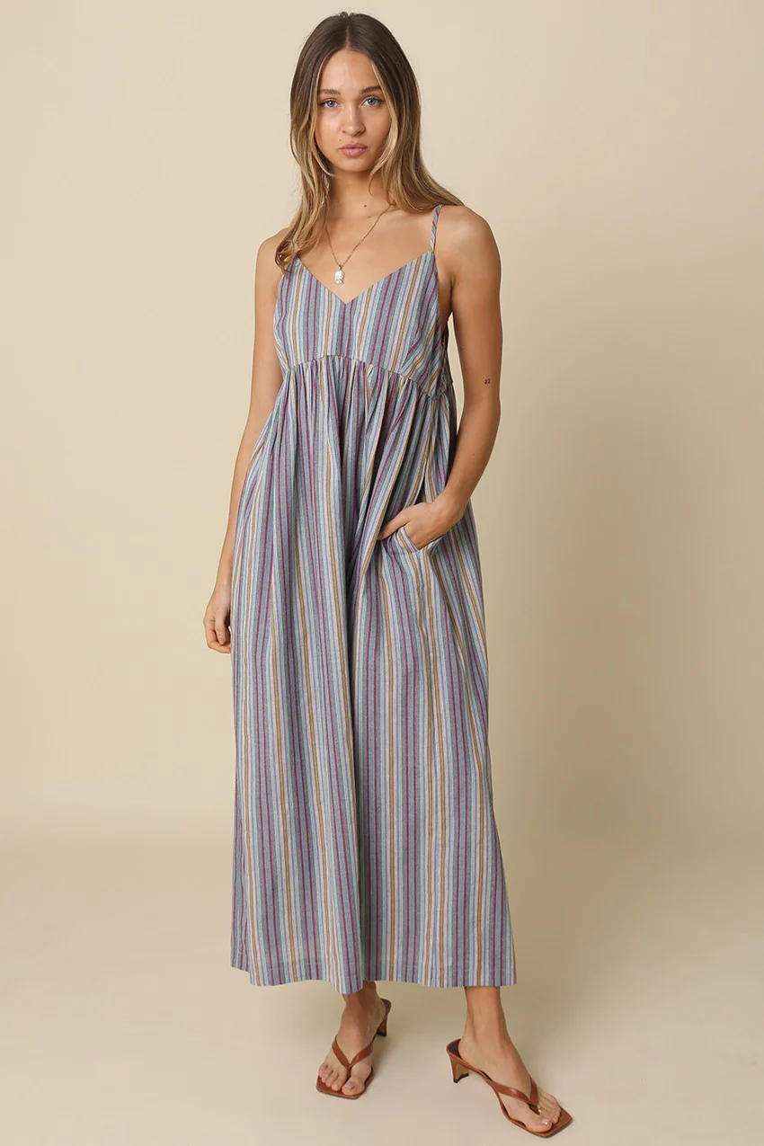 Multicolor Striped Sleeveless Maxi Dress - Image 2