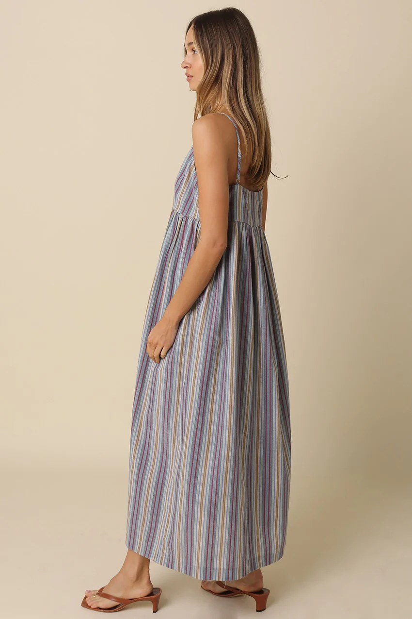 Multicolor Striped Sleeveless Maxi Dress - Image 3