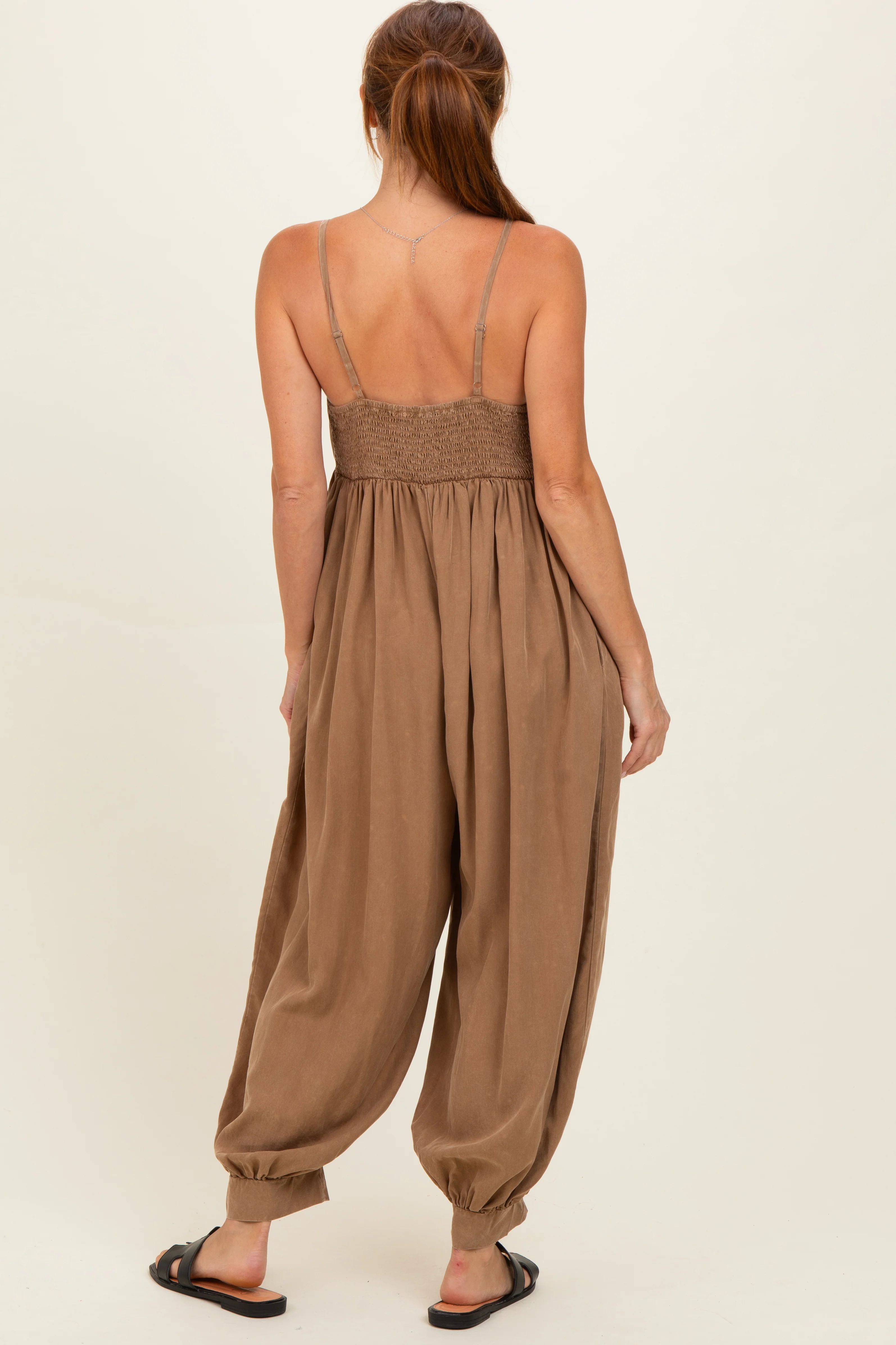 Mushroom Mineral Wash Sleeveless V-Neck Jumpsuit - Image 3