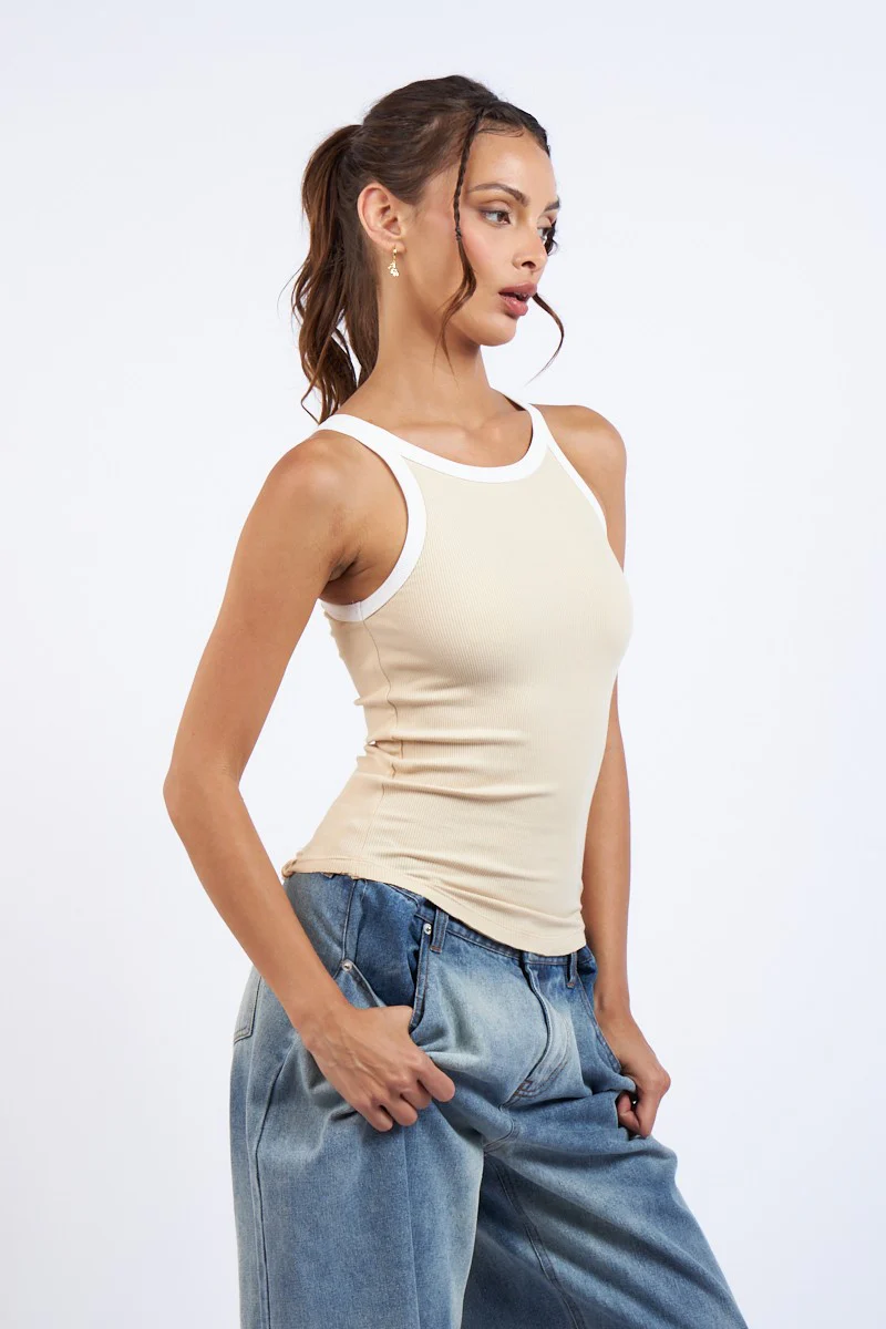 Natural Combo Solid Strap Color Tank Top - Image 2