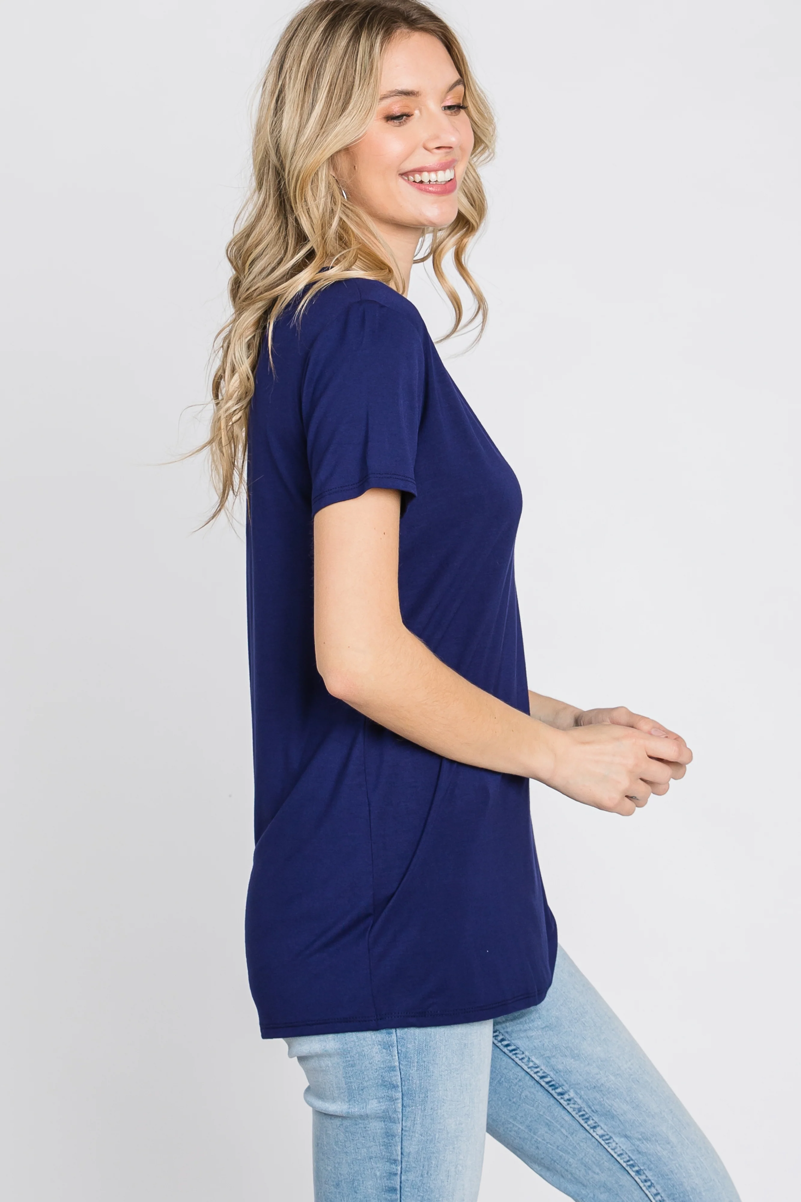 Navy Basic Short Sleeve Top - Image 5