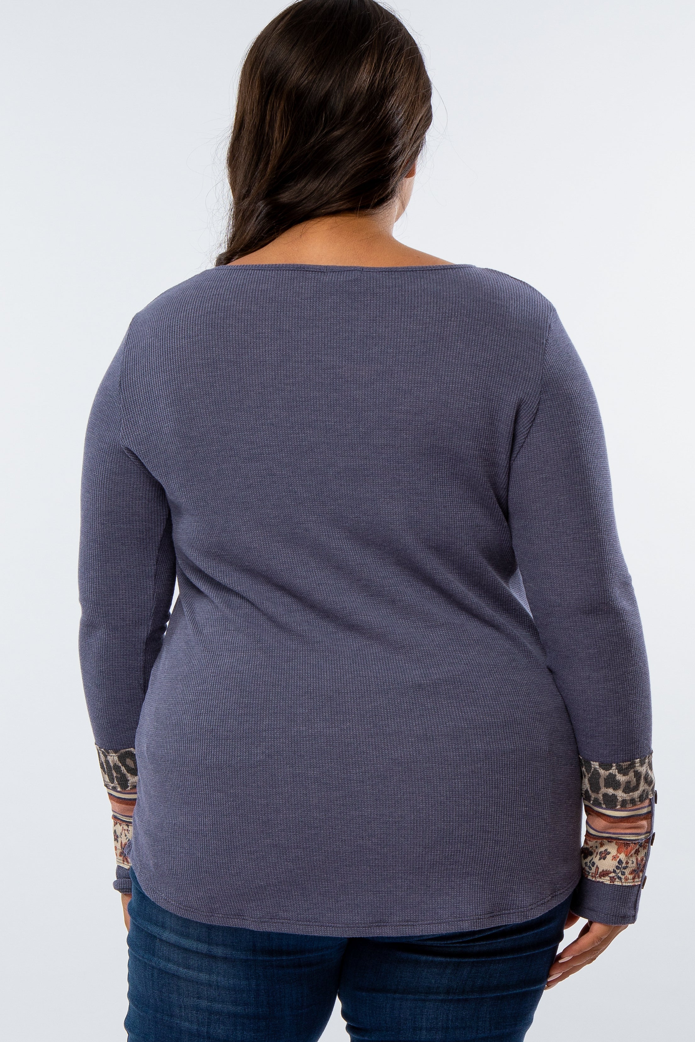 Navy Colorblock Sleeve Plus Top - Image 3