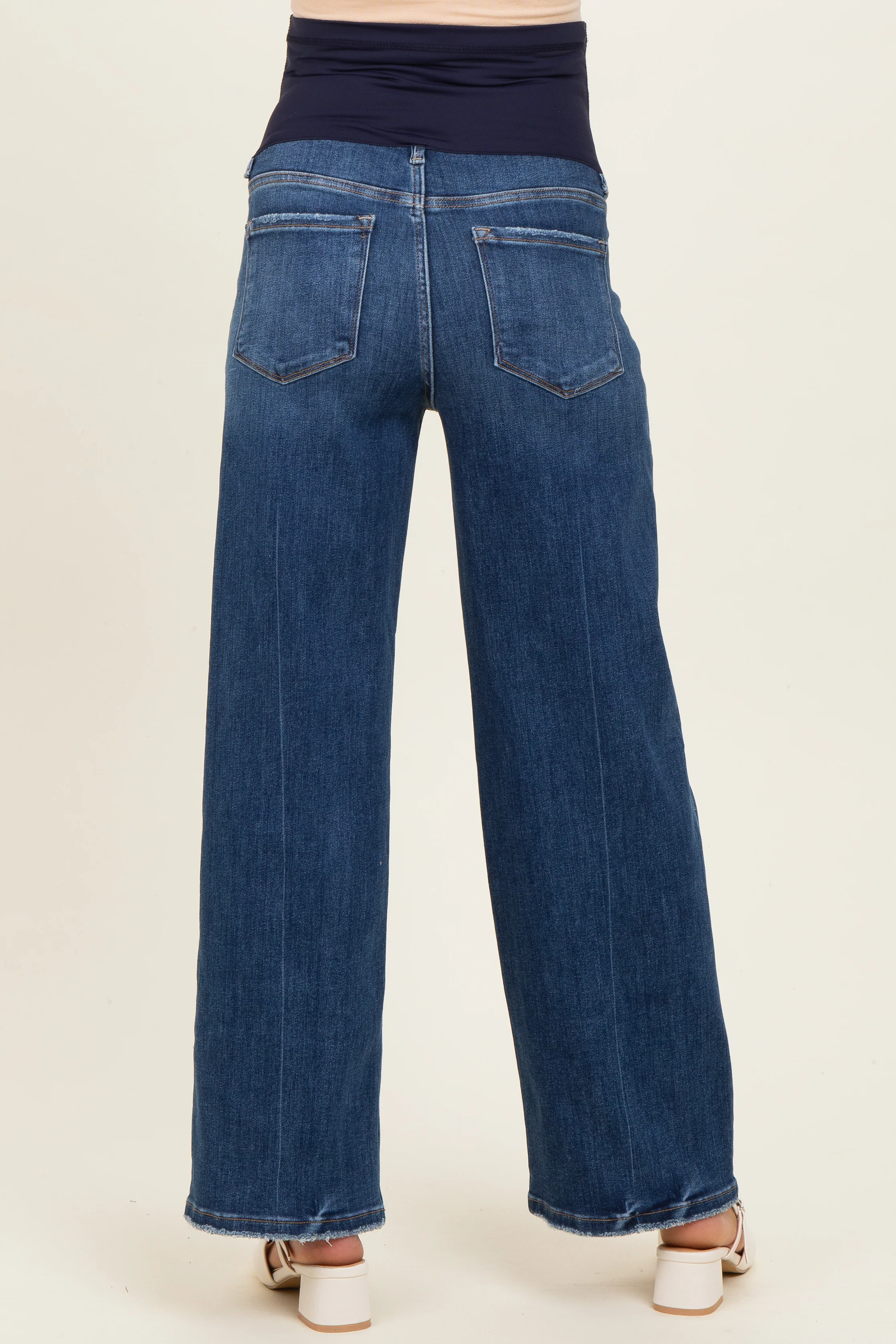 Navy Dark Wash Straight Leg Maternity jeans - Image 4