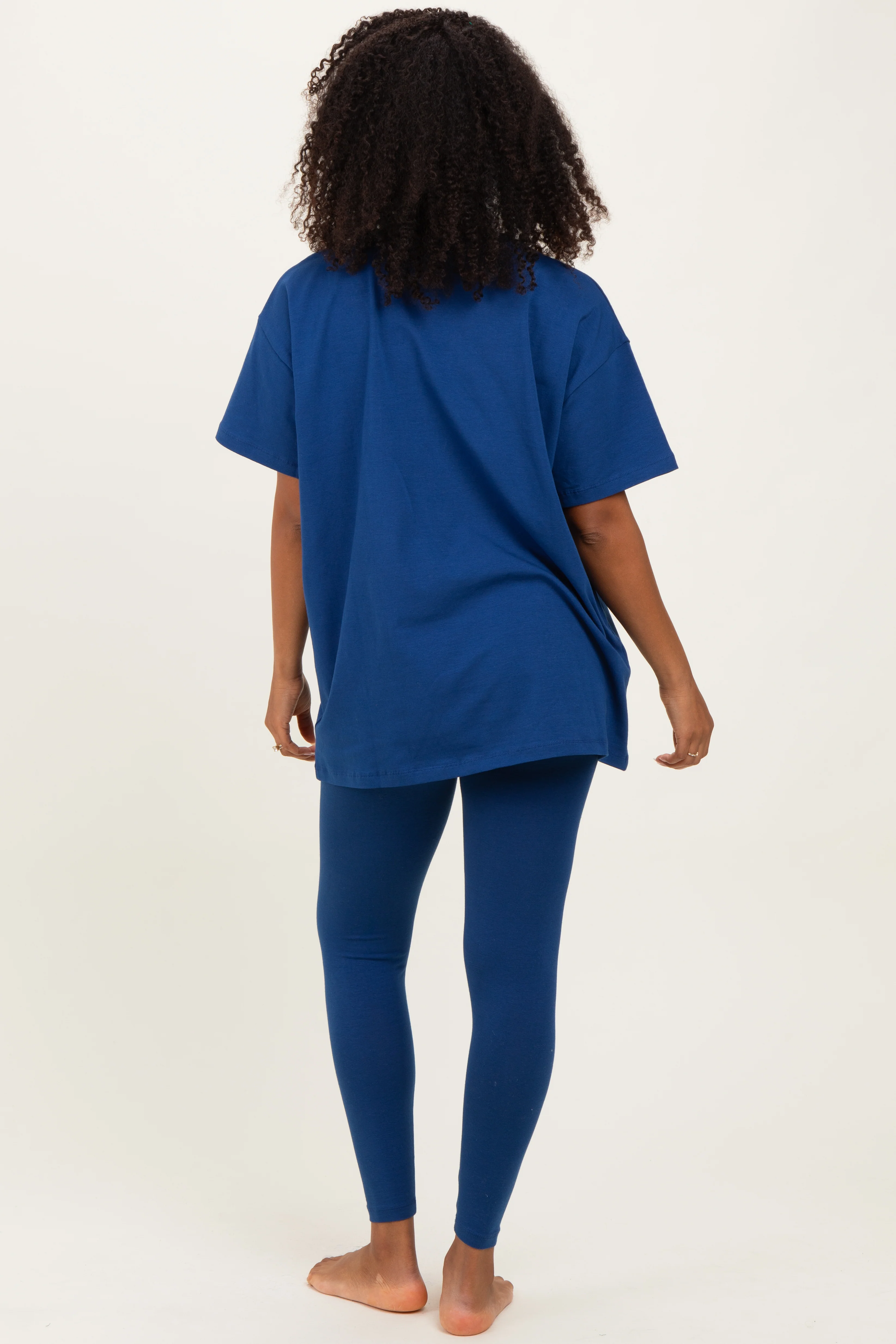 Navy Oversized Crewneck Short Sleeve and Legging Set - Image 4