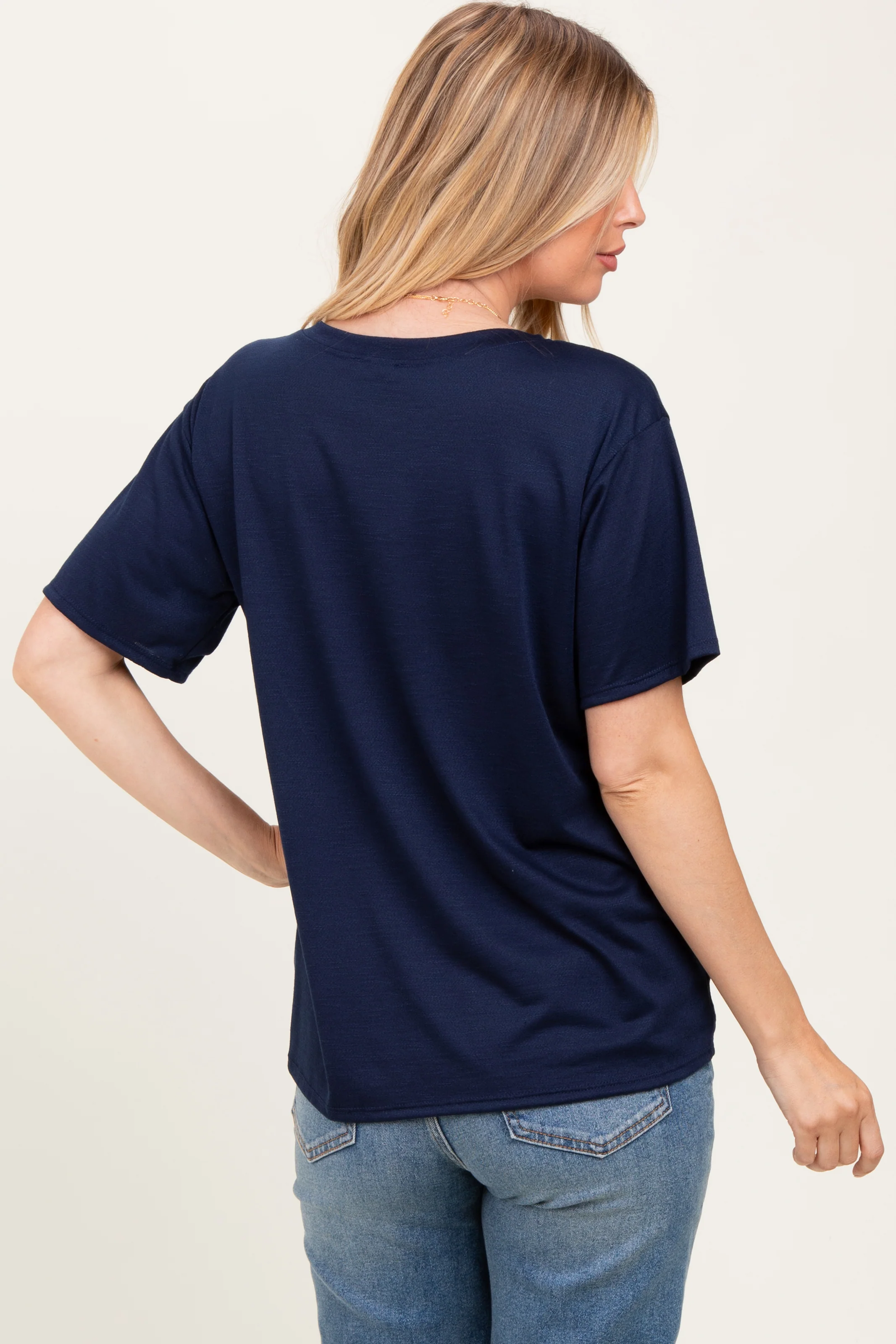 Navy Relaxed Fit Short Sleeve Maternity Tee - Image 4