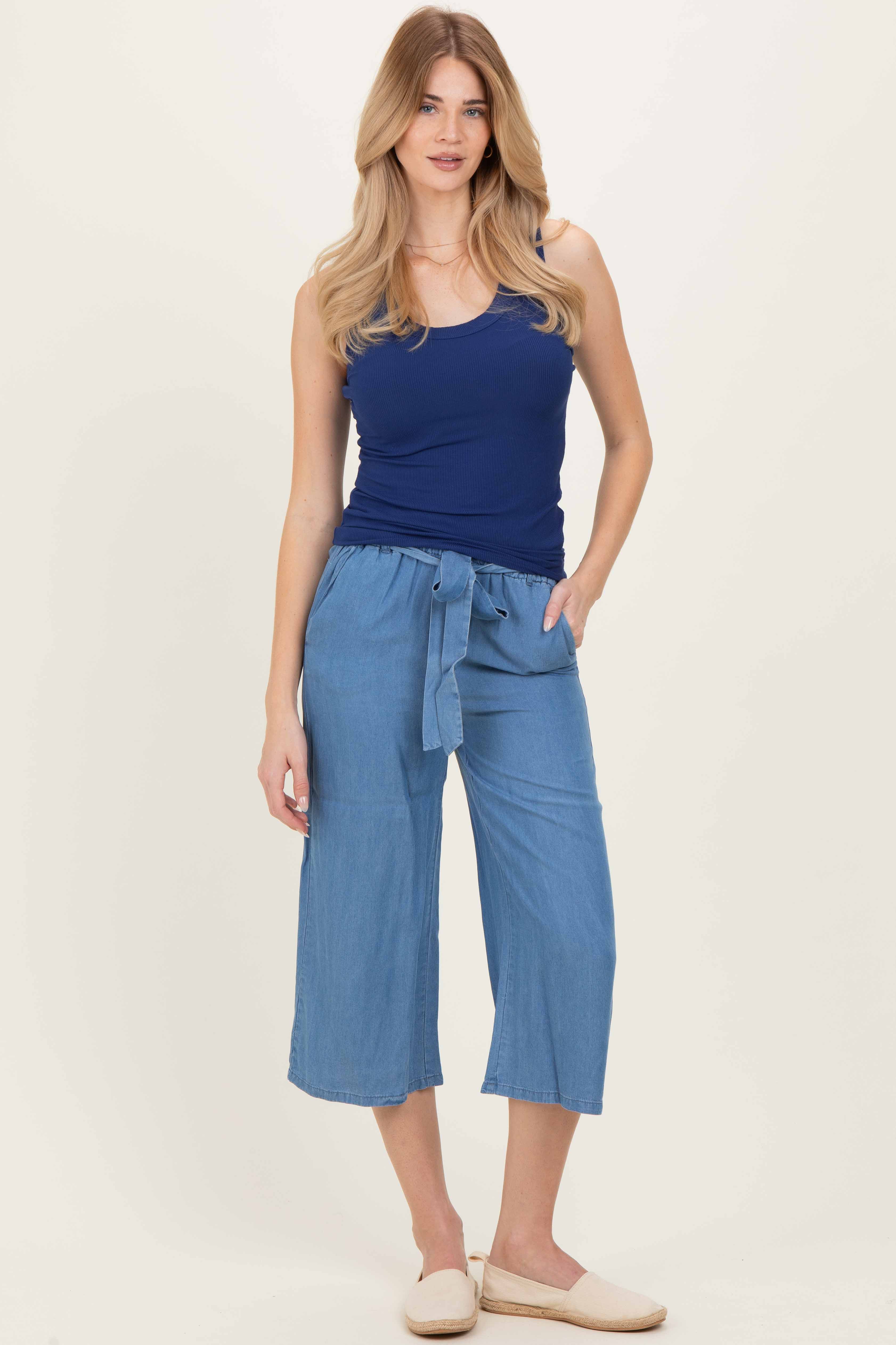 Navy Ribbed Scoop Neck Tank Top - Image 2