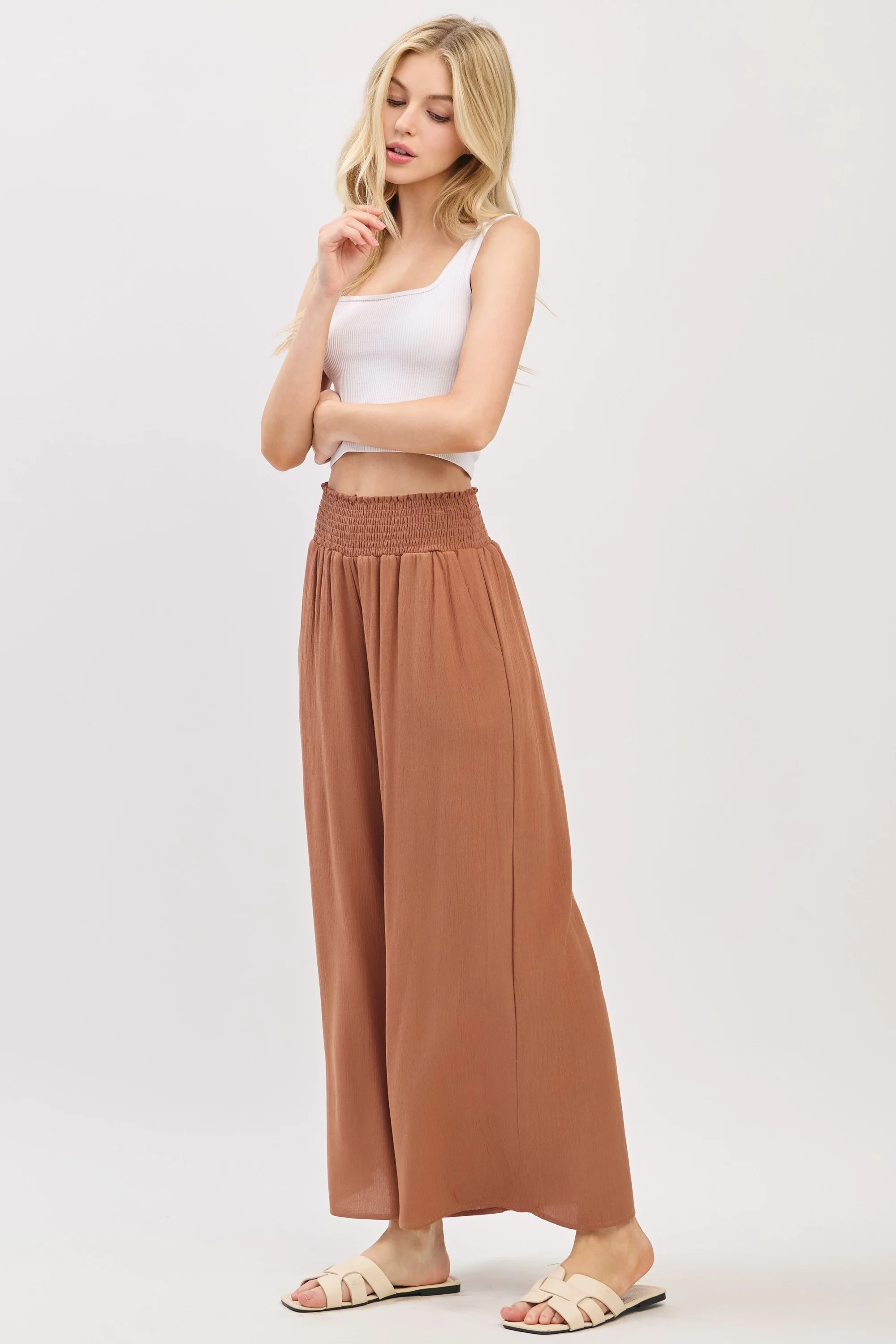 Nutshell Smocked Waistband Wide Leg Pants - Image 2