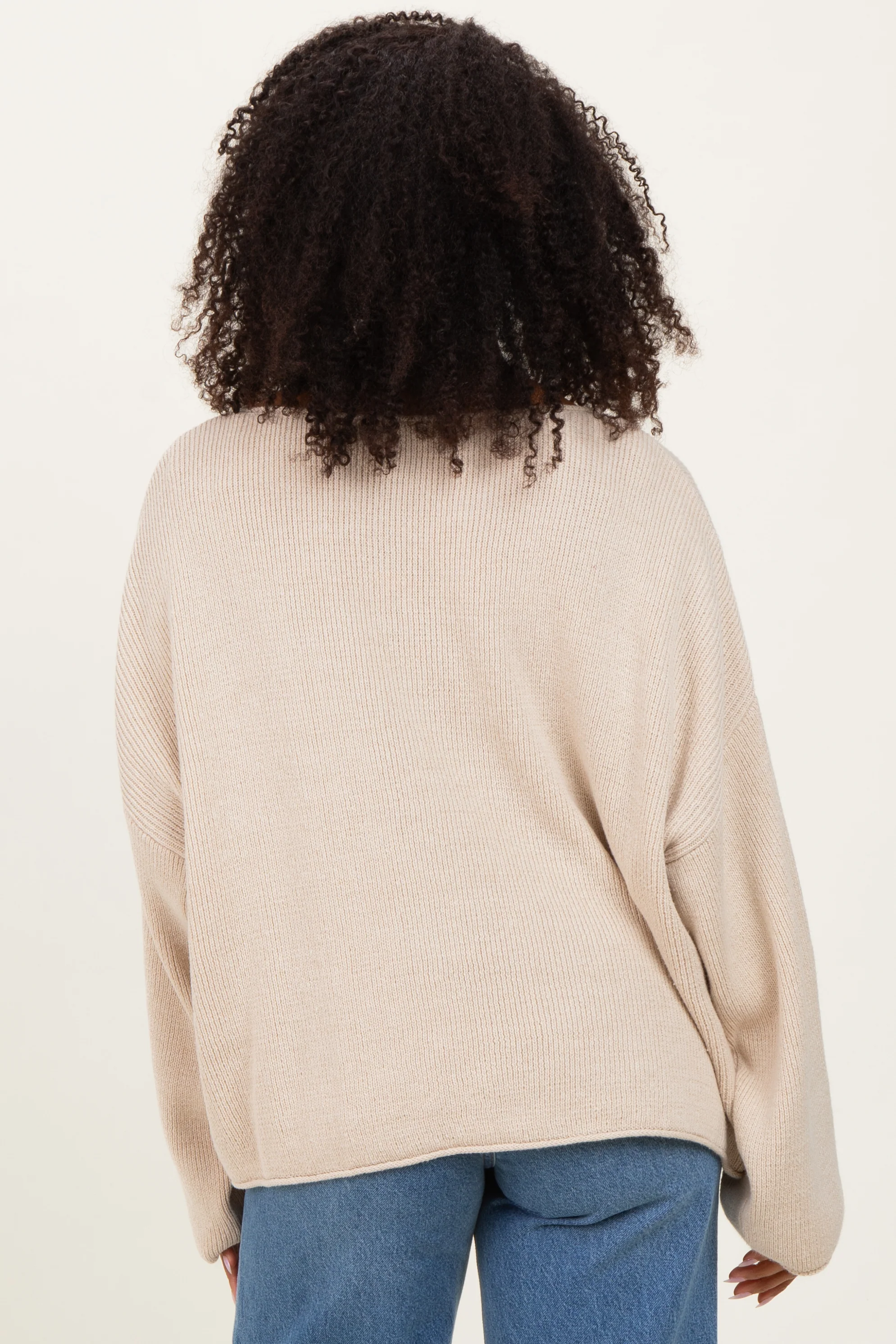 Oatmeal Oversized Boatneck Sweater - Image 3