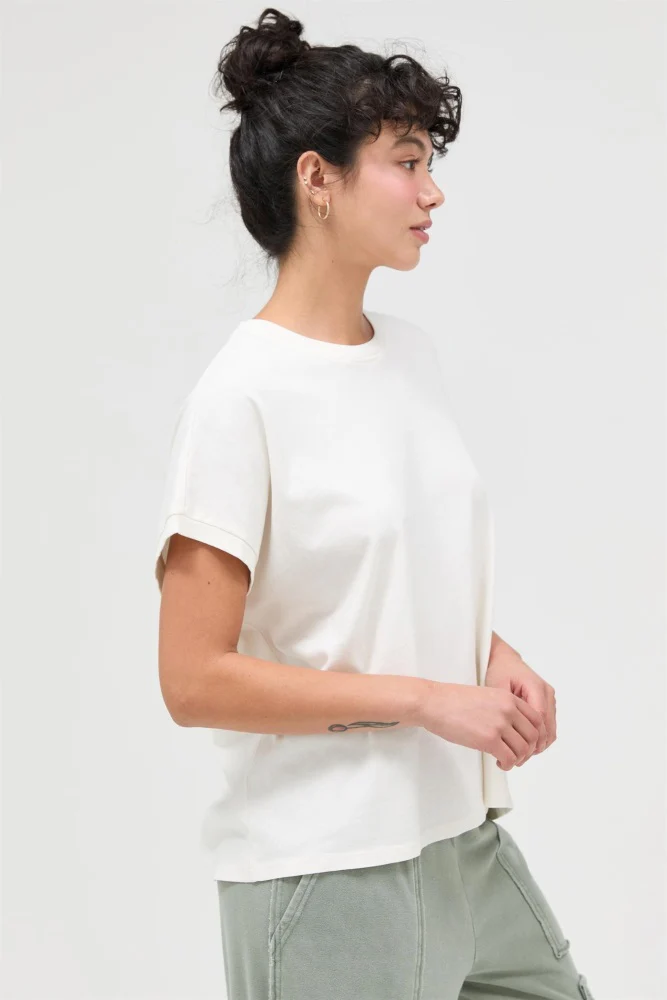Off White Mineral Wash Boxy Fit T-Shirt - Image 3