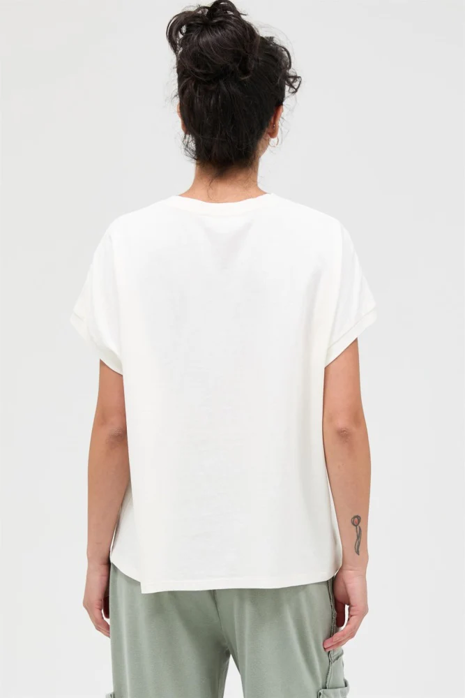 Off White Mineral Wash Boxy Fit T-Shirt - Image 4