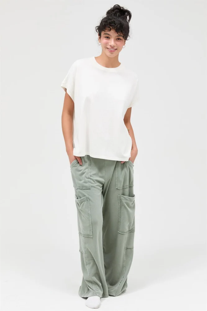 Off White Mineral Wash Boxy Fit T-Shirt - Image 5