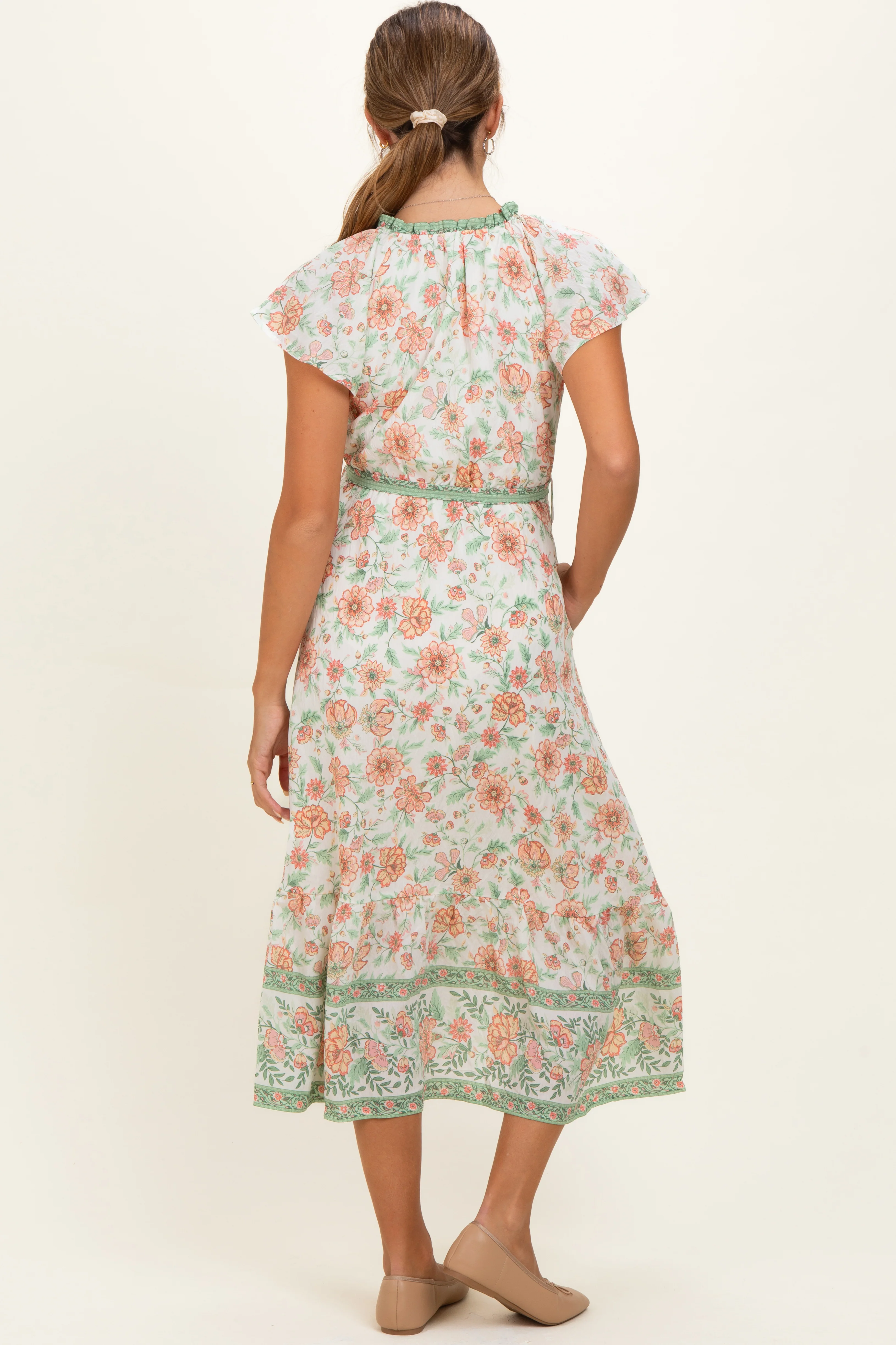 Olive Contrast Floral Maternity Shirt Dress - Image 3