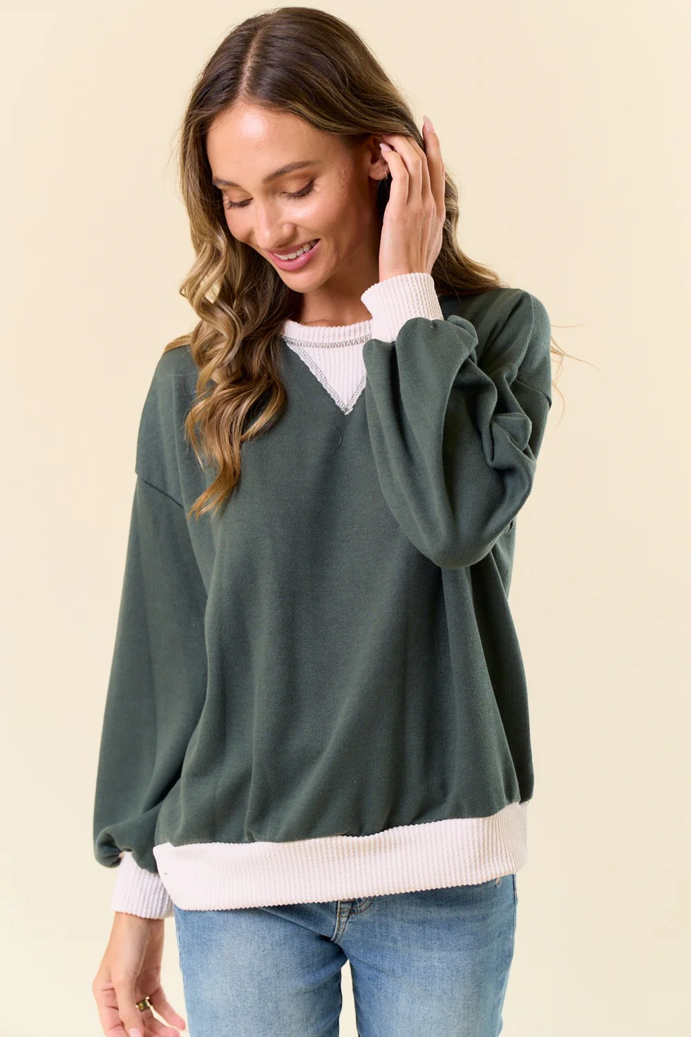 Olive French Terry Sweatshirt - Image 2