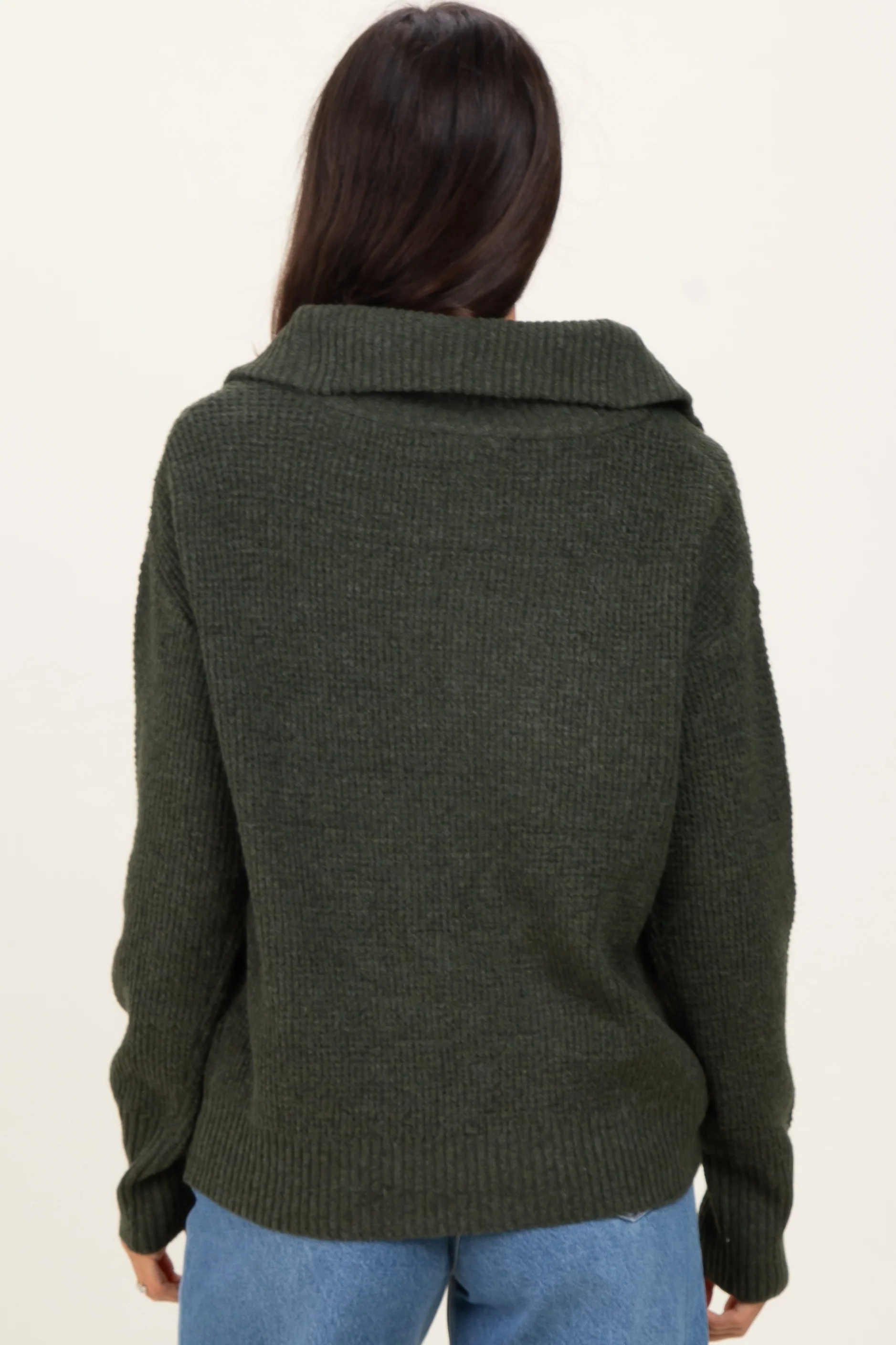 Olive Half Zip Pullover Sweater - Image 4