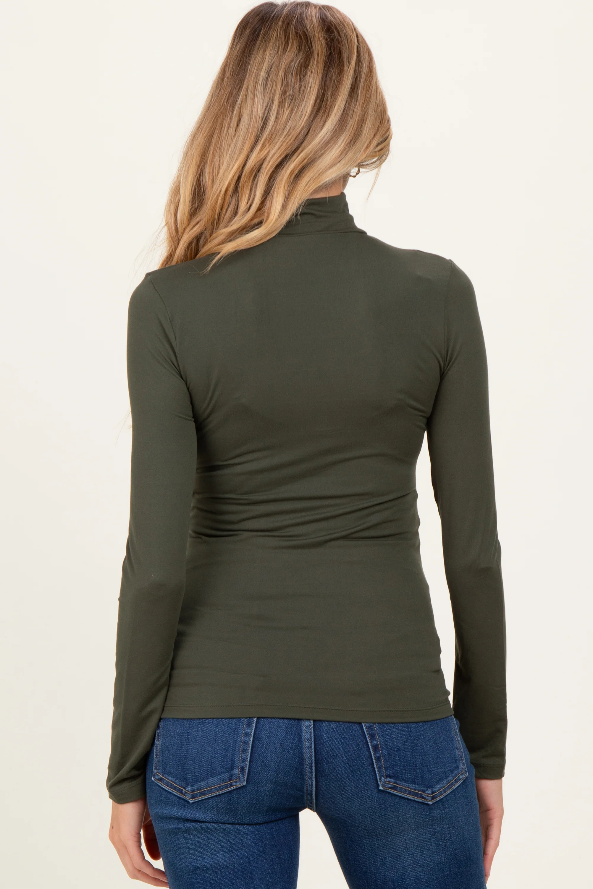 Olive Maternity Mock Neck Top - Image 3
