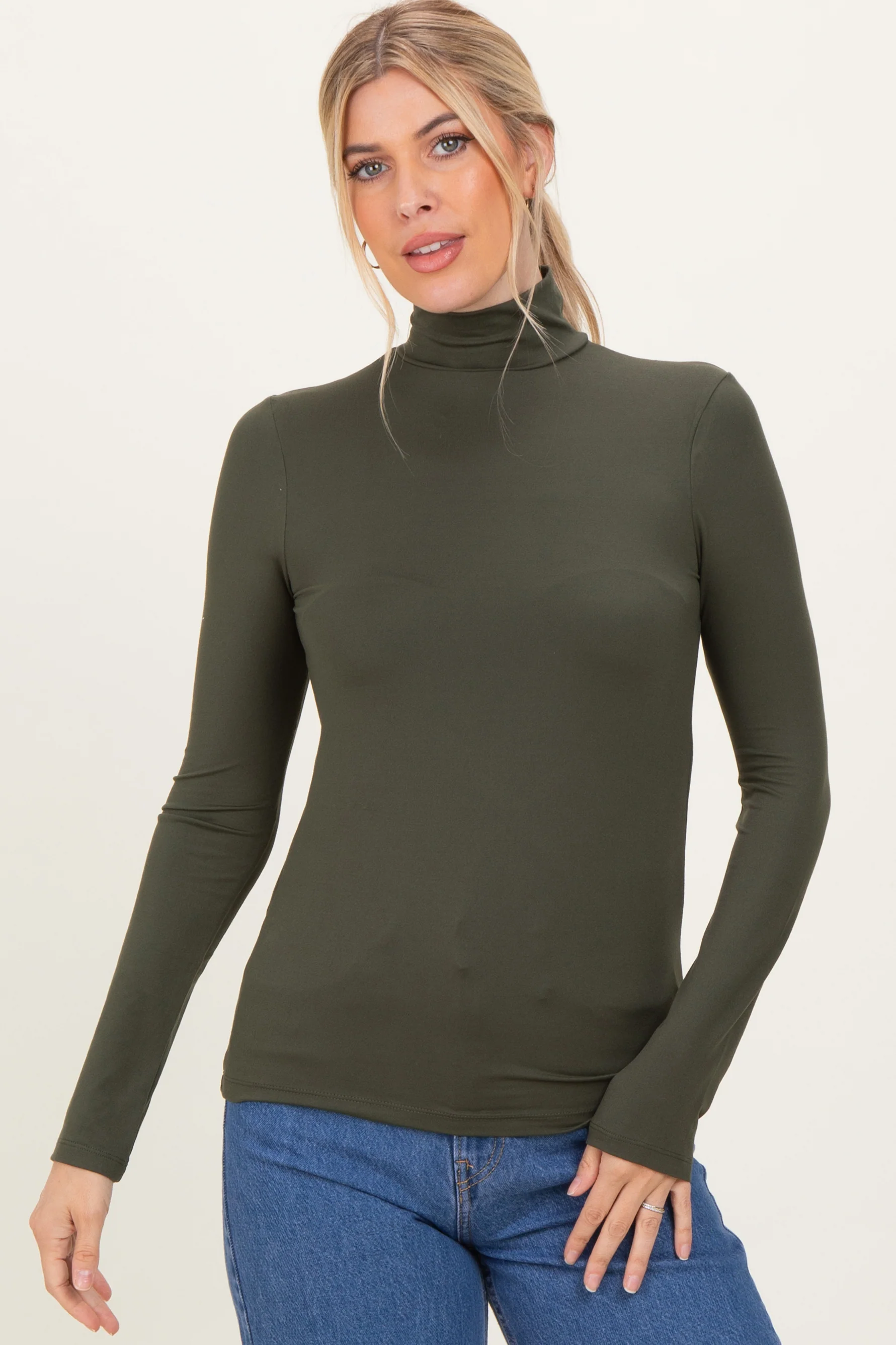 Olive Maternity Mock Neck Top - Image 7