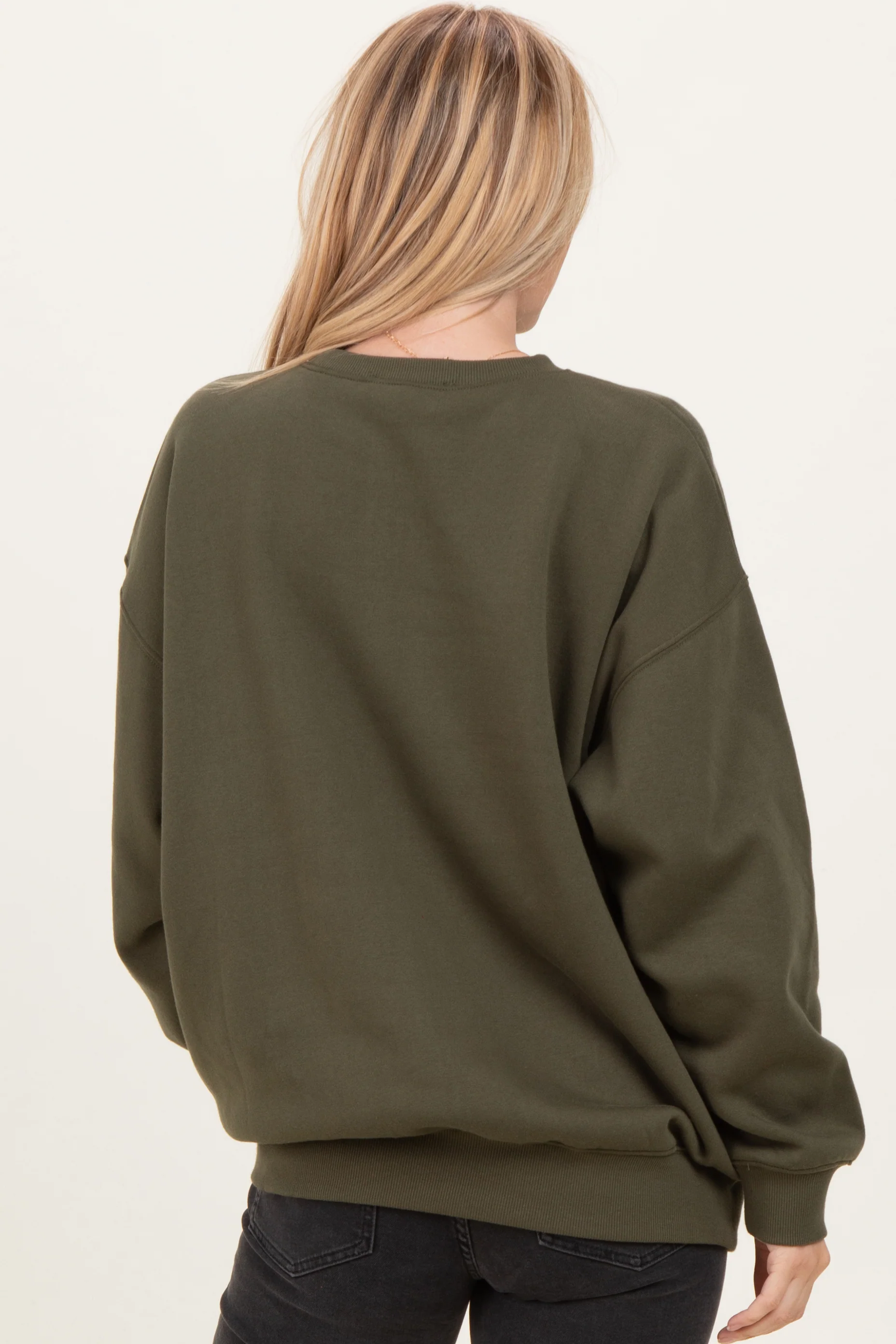 Olive Oversized Fleece Sweatshirt - Image 4