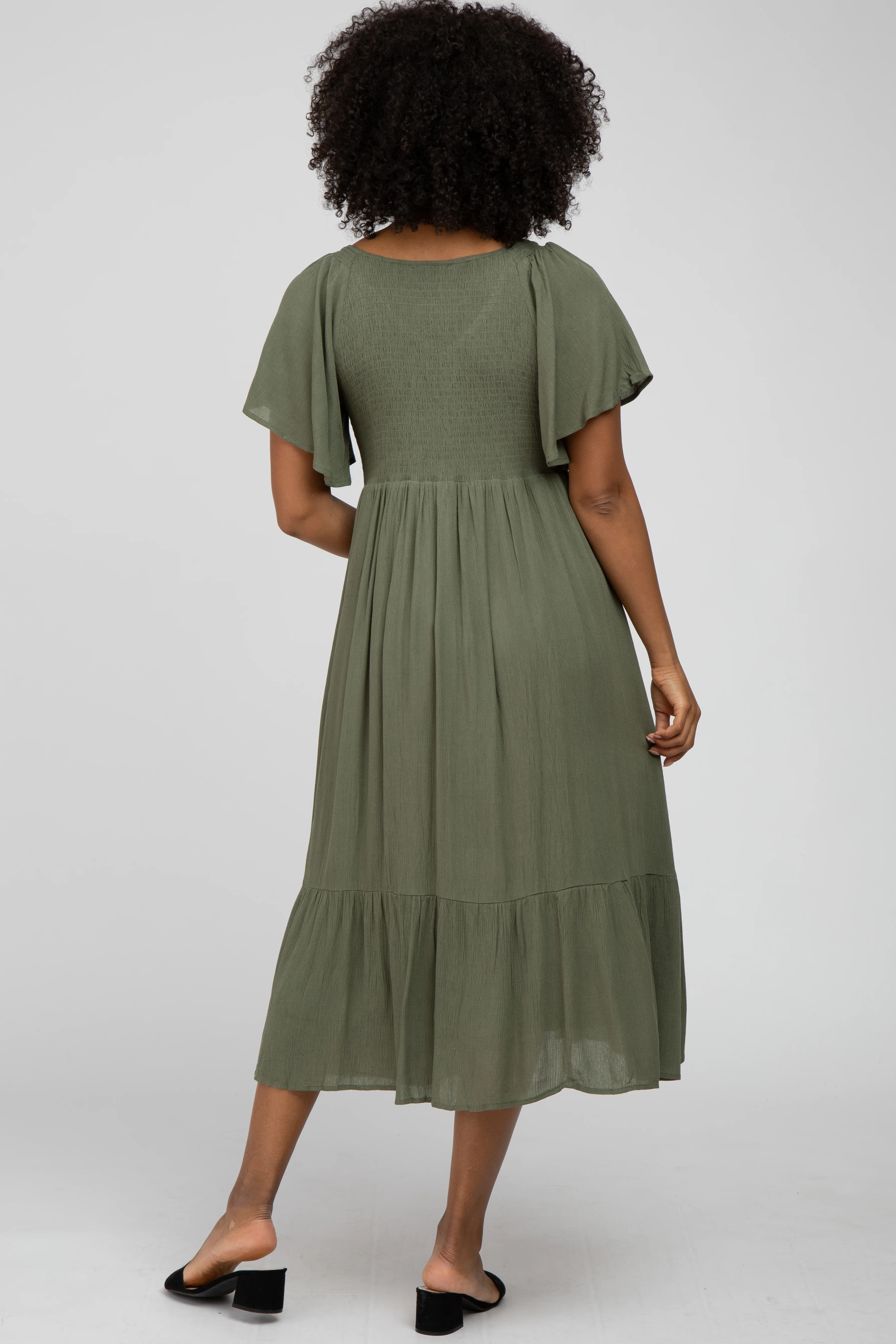 Olive Smocked Ruffle Dress - Image 3