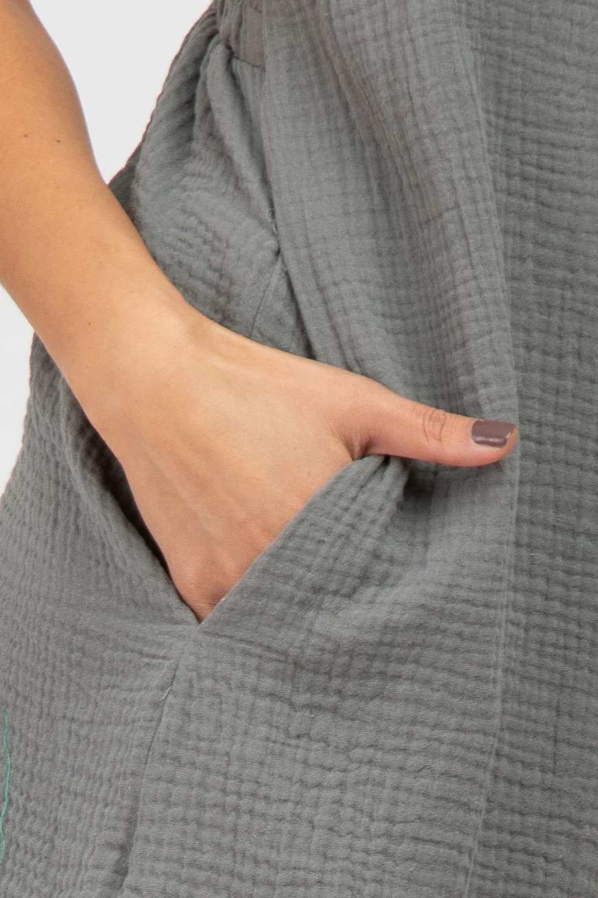Olive Square Neck Elastic Strap Romper - Image 4