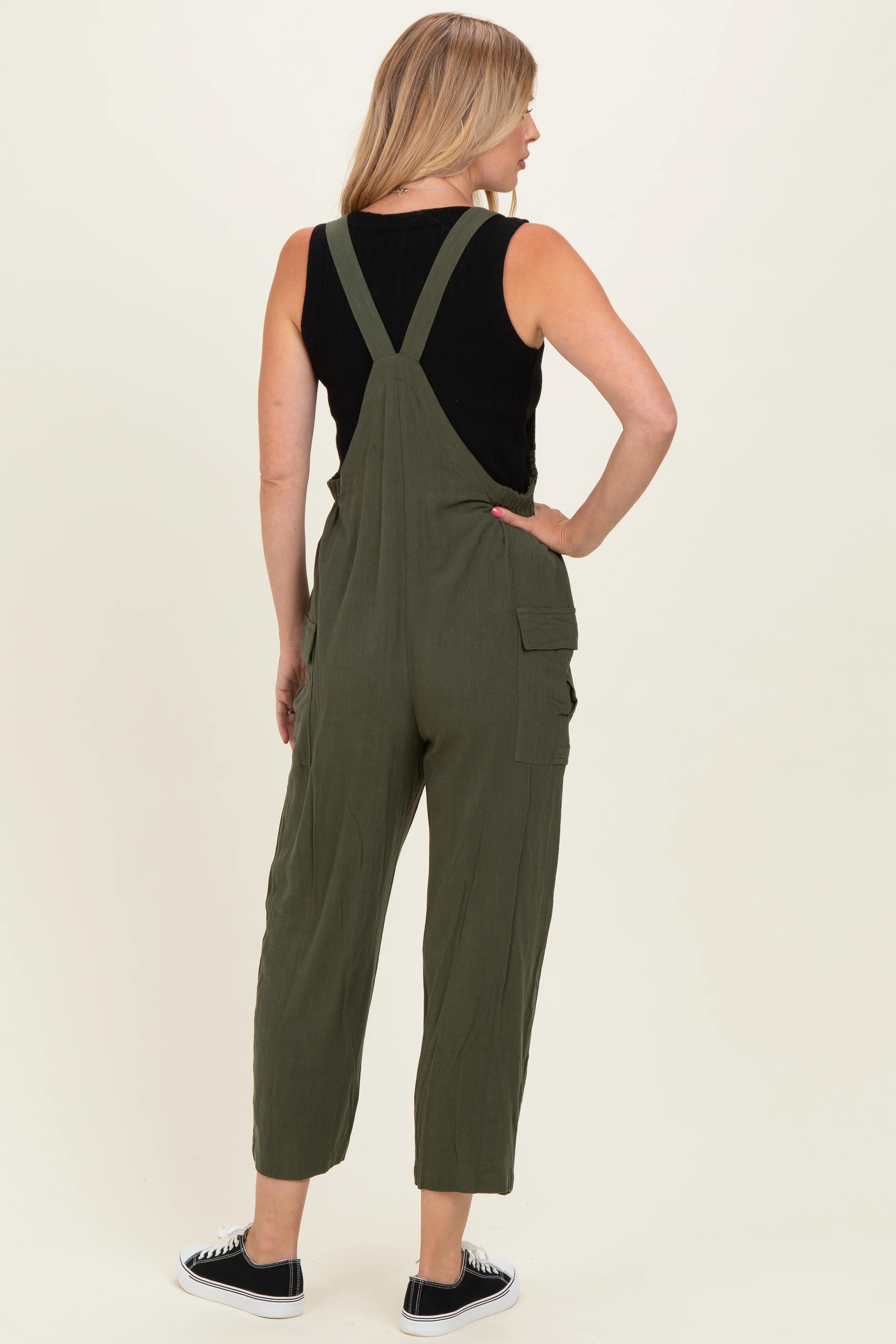 Olive Straight Leg Adjustable Overalls - Image 4